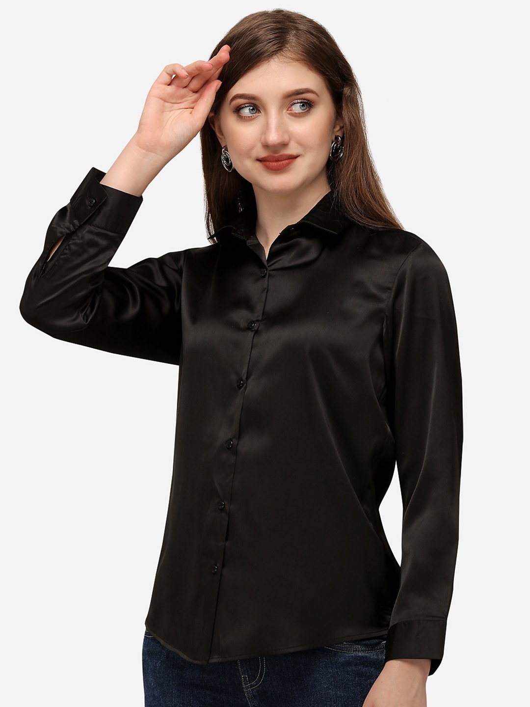 

Fbella Women Black Standard Casual Shirt