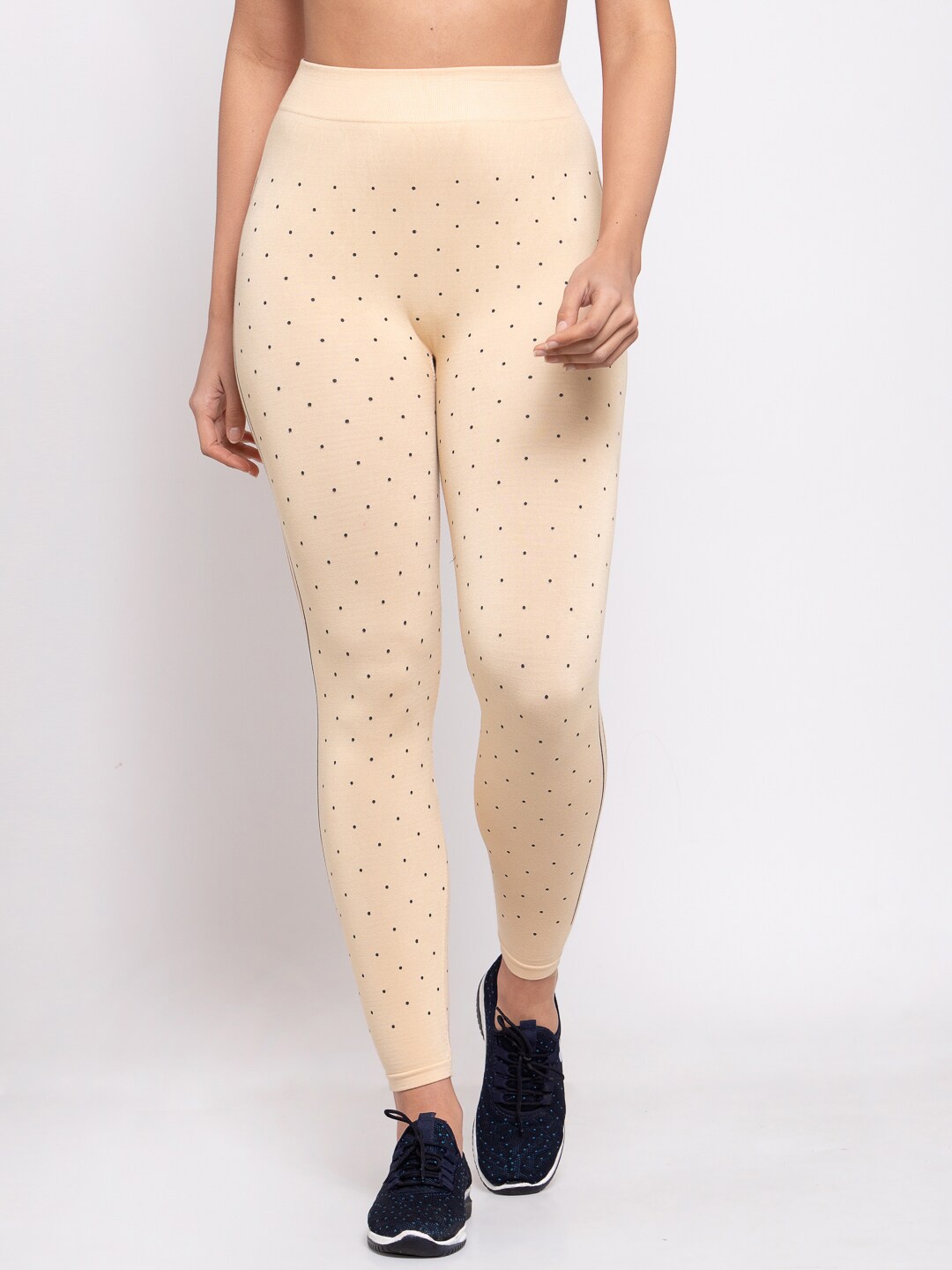 

Klotthe Women Beige Printed Skinny Fit Jeggings