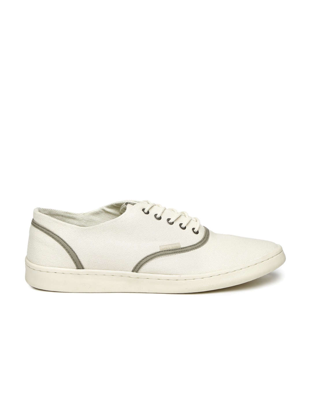 

Jack & Jones Men Off-White Solid Sneakers
