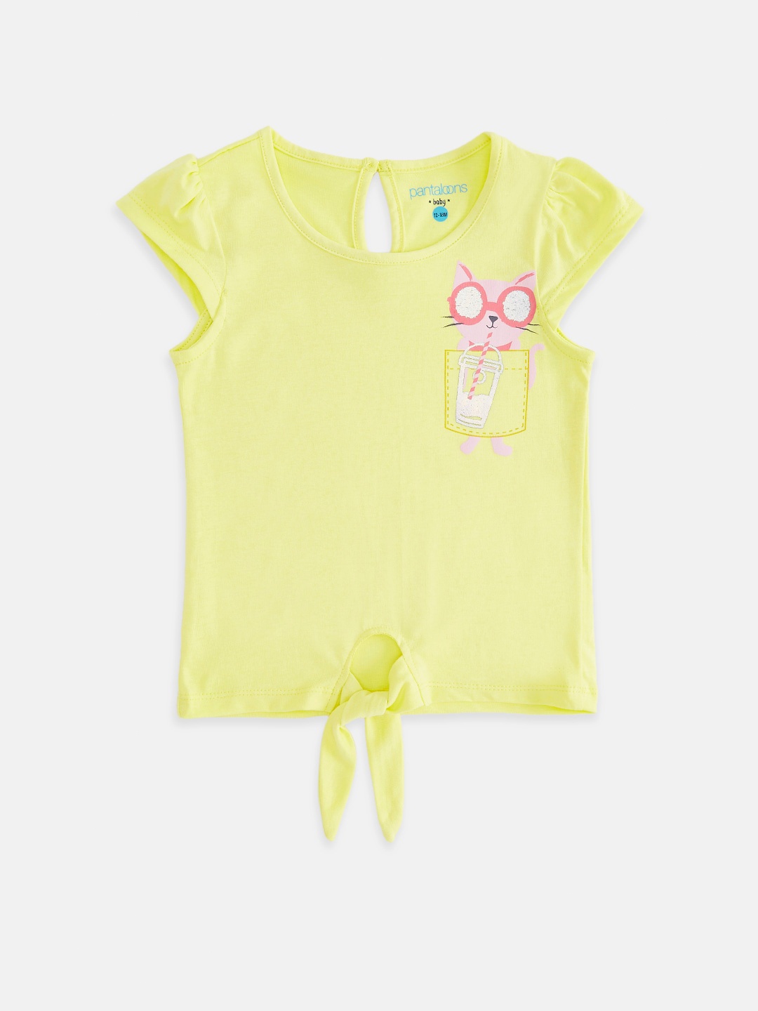

Pantaloons Baby Girls Yellow Printed Cotton T-shirt