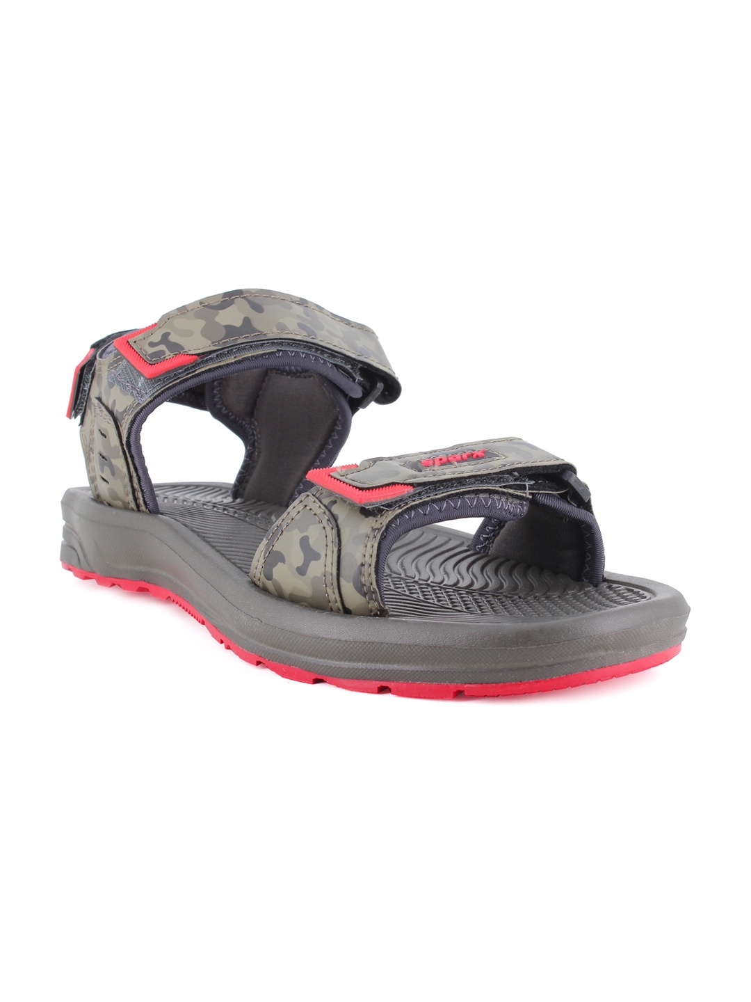 

Sparx Men Olive Grey Textured Sports Sandals