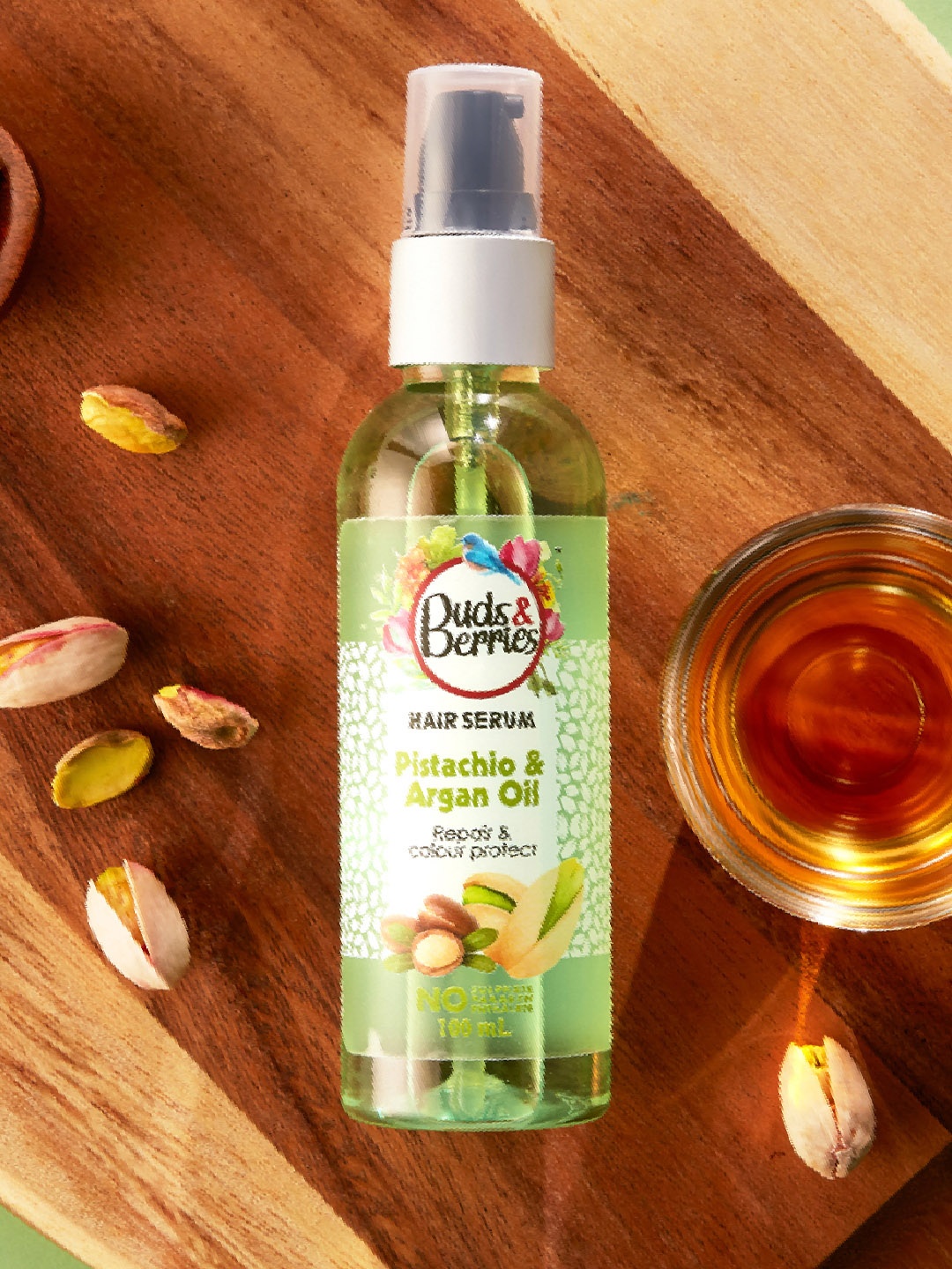 

Buds & Berries Pistachio & Argan Oil Colour Protectant Hair Serum for Damaged Hair - 100ml, Green