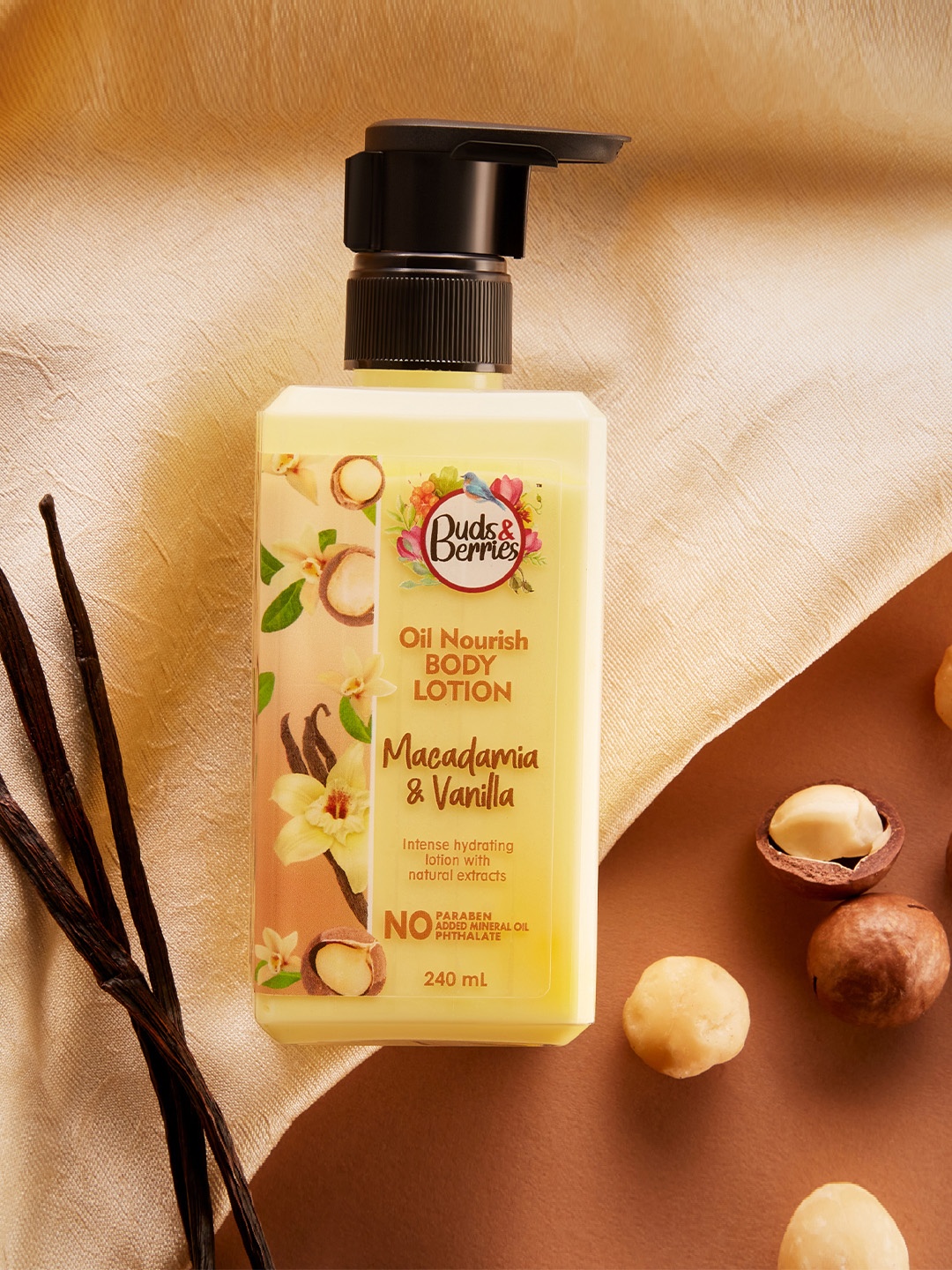 

Buds & Berries Oil Nourish Macadamia & Vanilla Body Lotion for Deep Moisturized Skin-240ml, Cream