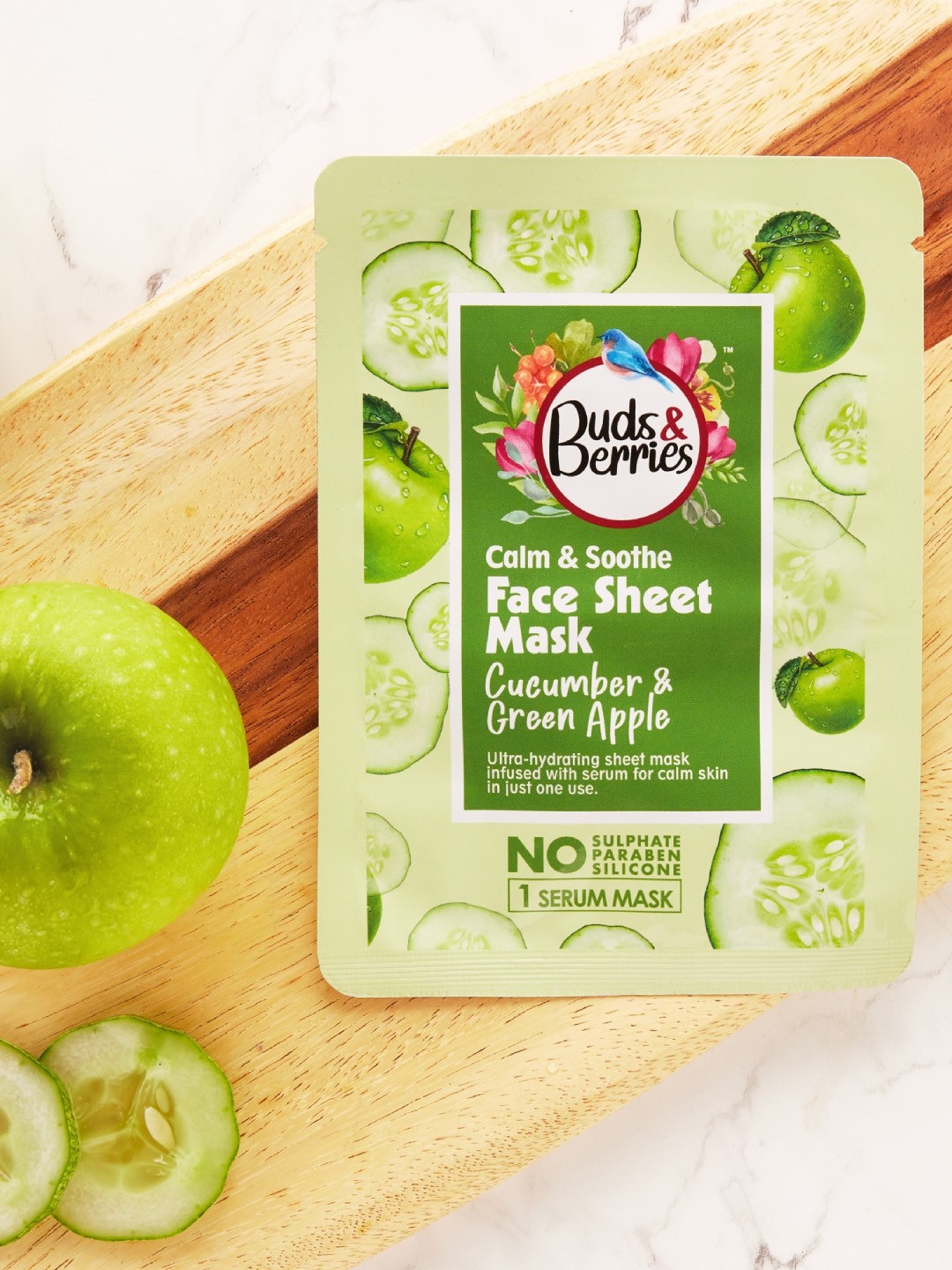 

Buds & Berries Calm and Soothe Cucumber & Green Apple Ultra-Hydrating Face Sheet Mask-25g