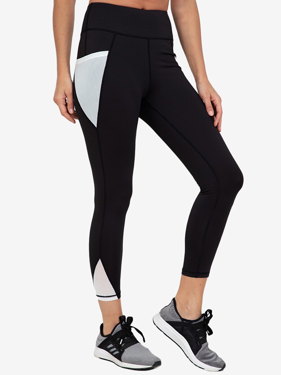 

ZALORA ACTIVE Women Black & Grey Colourblocked Tights