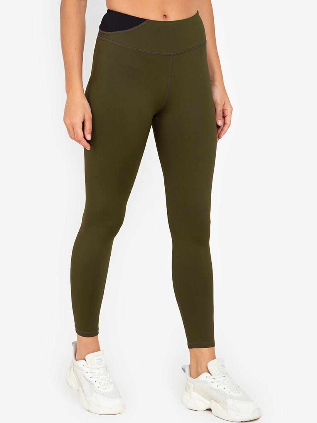 

ZALORA ACTIVE Women Olive Green Solid Tights