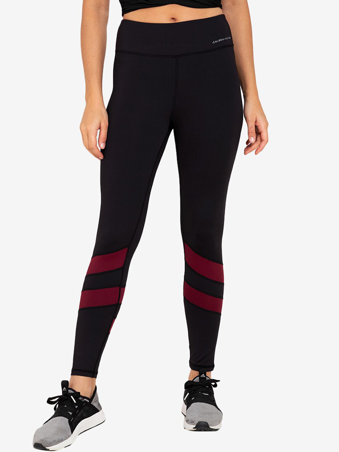 

ZALORA ACTIVE Women Black & Red High Rise Striped Tights