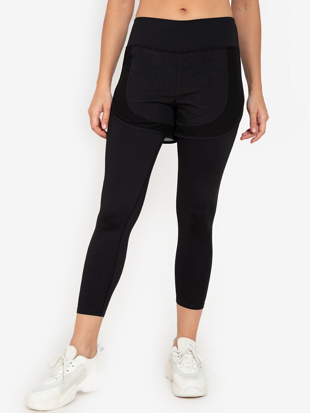 

ZALORA ACTIVE Women Black 2-in-1 Contrast Mesh Solid Tights