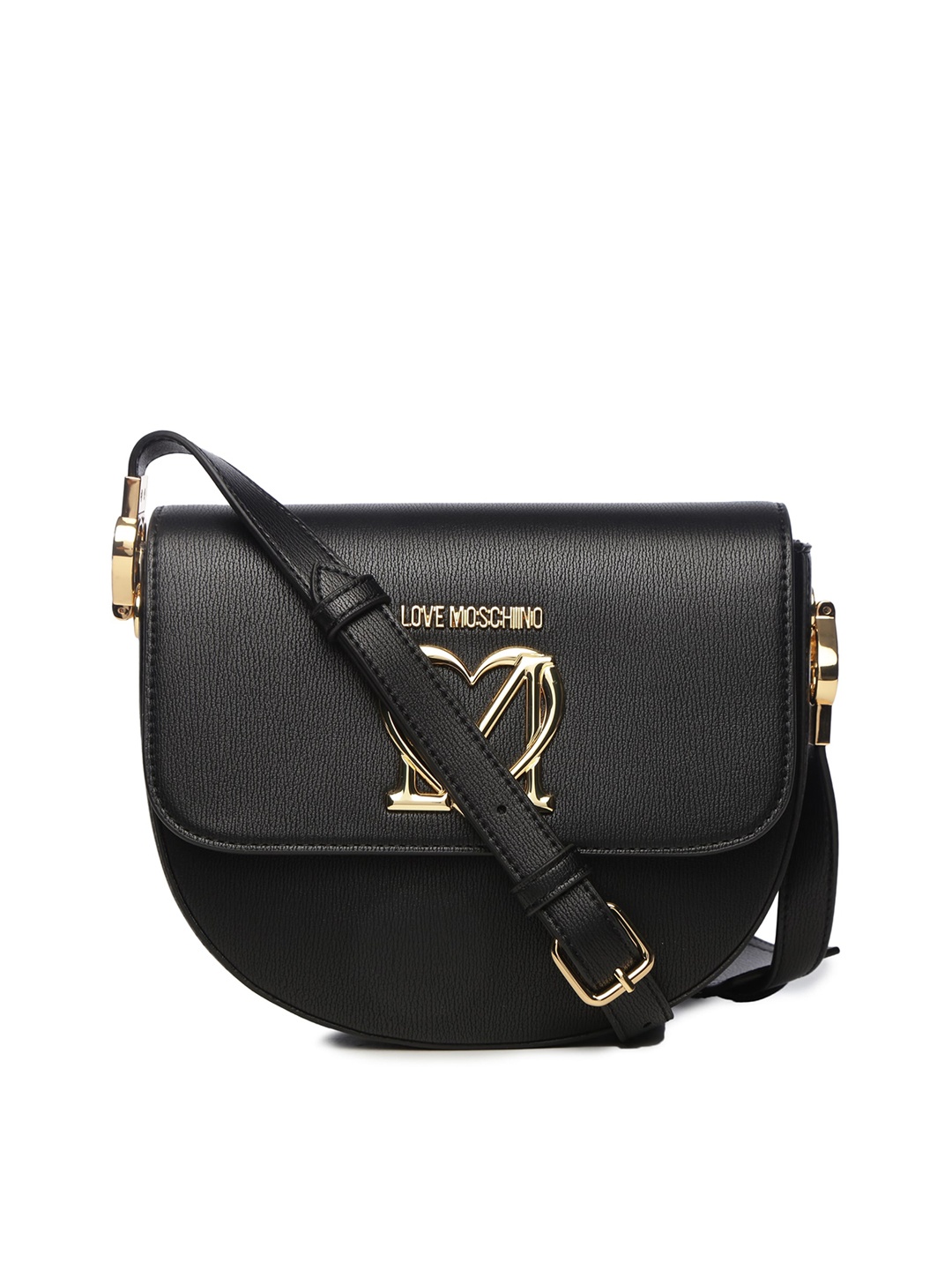 

LOVE MOSCHINO Black Leather Half Moon Sling Bag