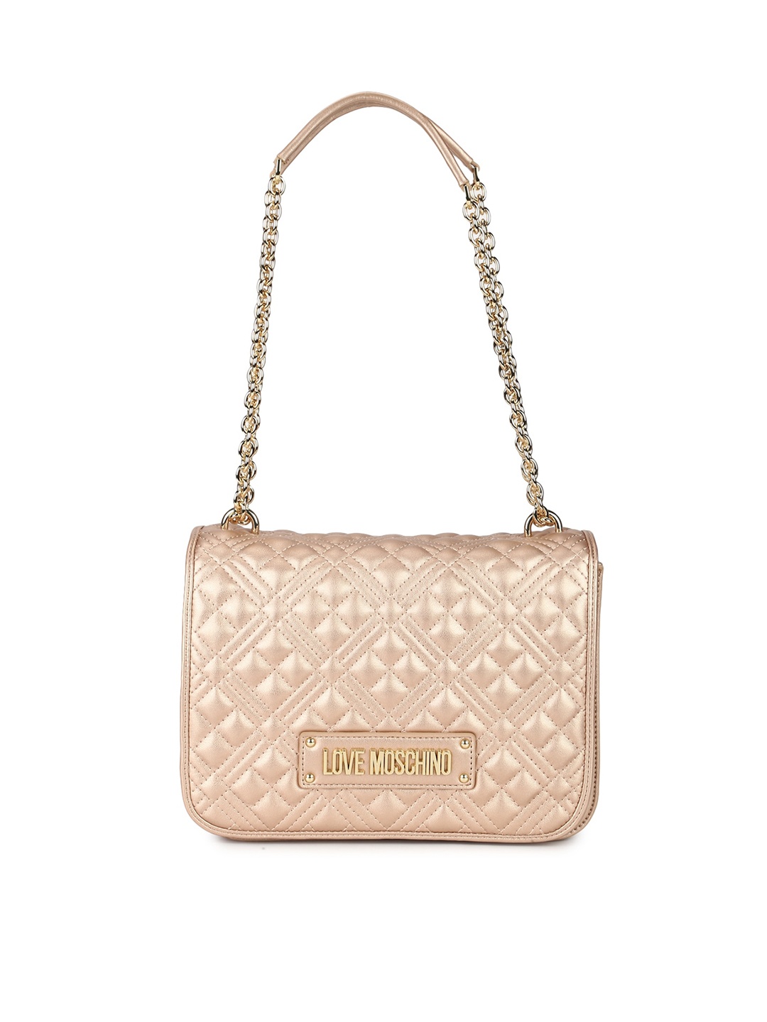 

LOVE MOSCHINO Gold-Toned Quilted Leather Structured Shoulder Bag