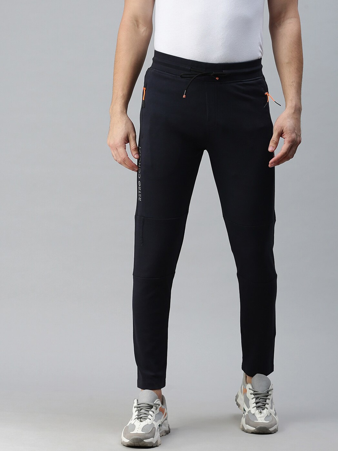 

SHOWOFF Men Navy Blue Solid Slim Fit Cotton Track Pants