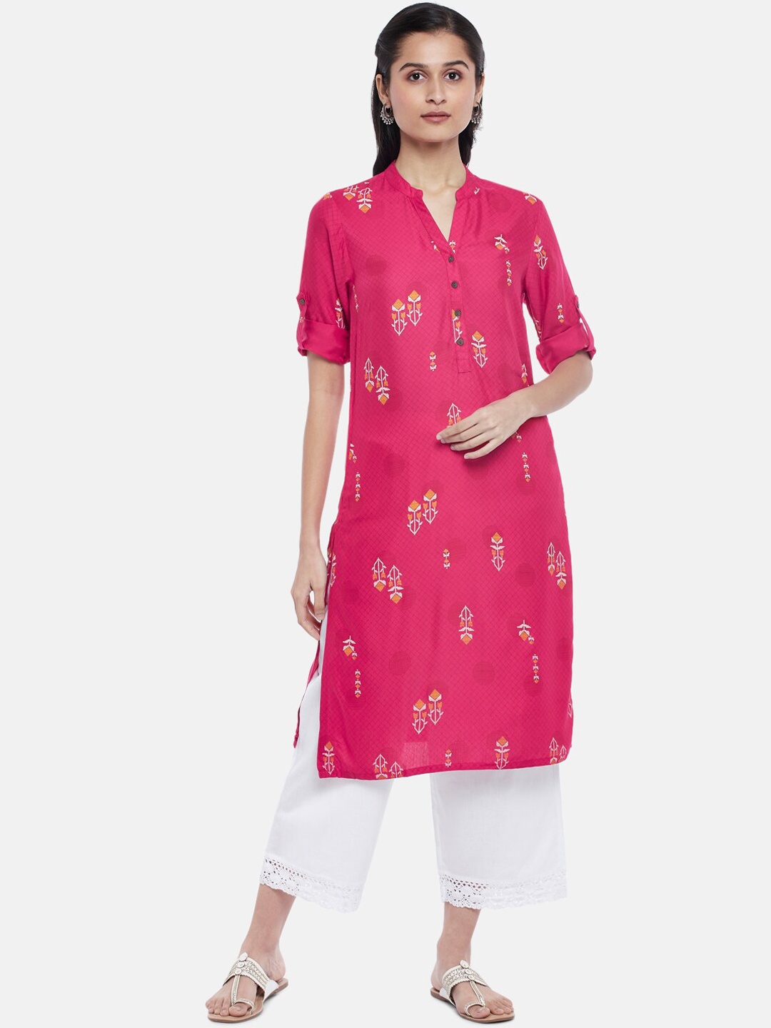 

RANGMANCH BY PANTALOONS Women Fuchsia Ethnic Motifs Printed Kurta
