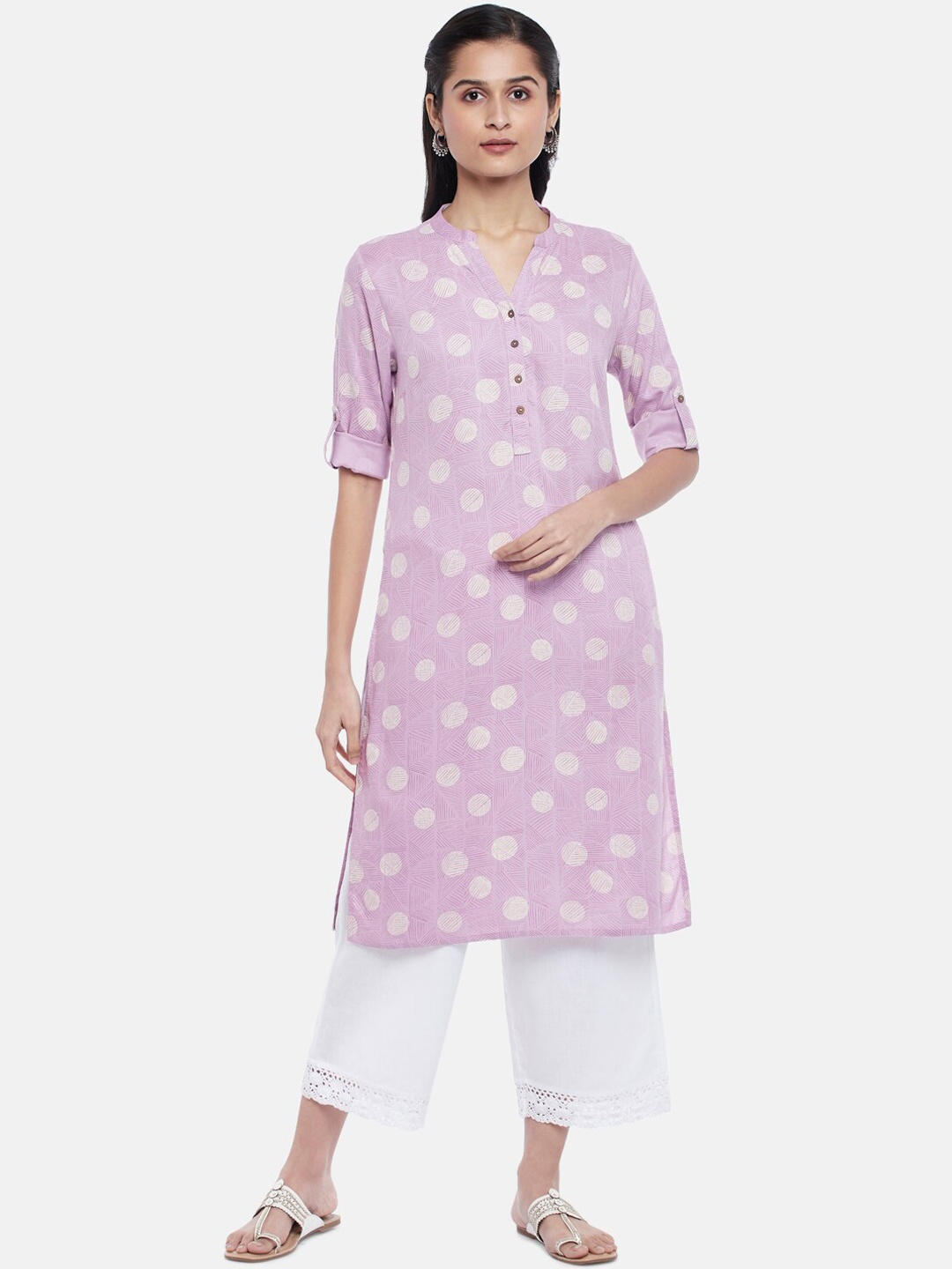 

RANGMANCH BY PANTALOONS Women Purple Geometric Printed Kurta