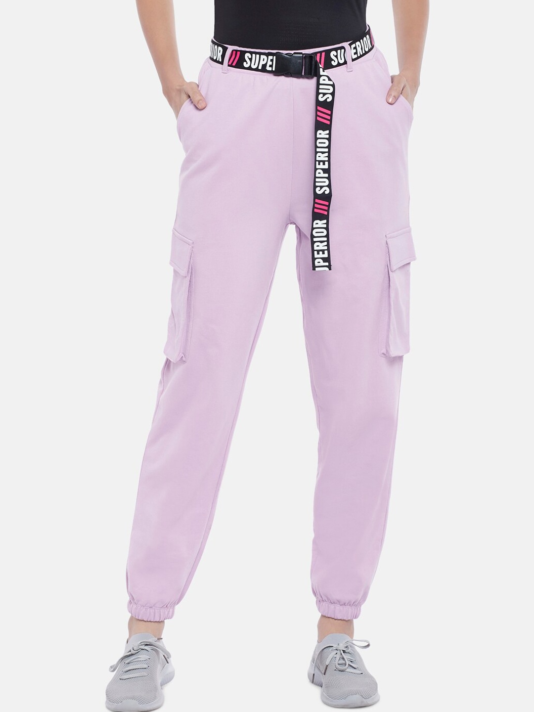 

Ajile by Pantaloons Women Lavender Solid Cotton Track Pants