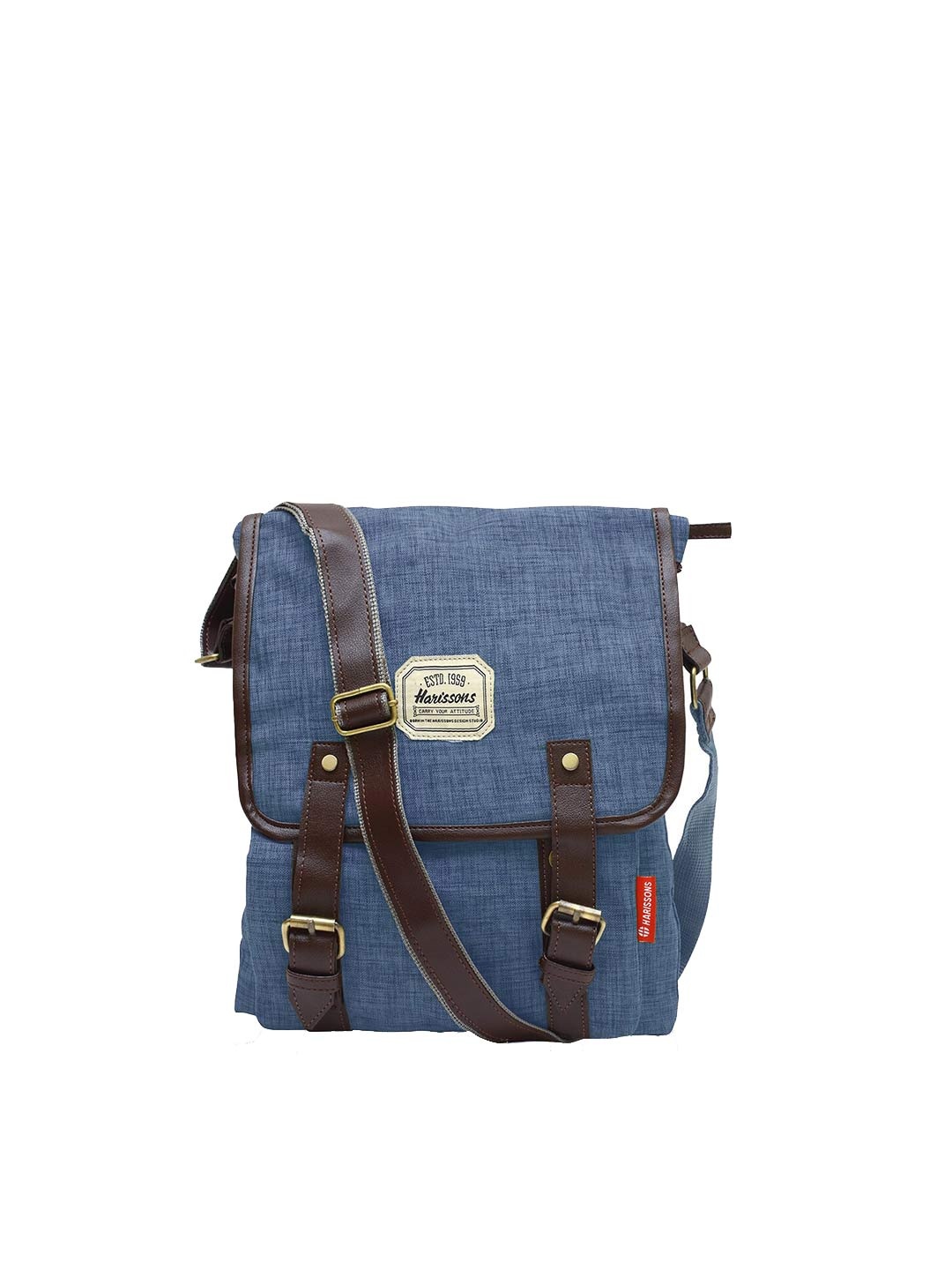 

Harissons Unisex Blue & Brown Textured Messenger Bag