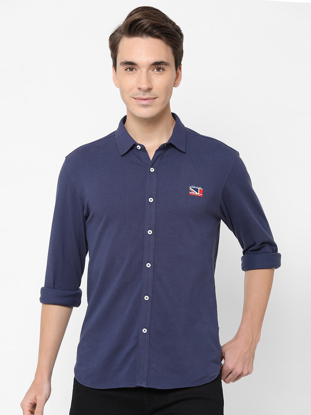 

Pepe Jeans Men Navy Blue Regular Fit Cotton Casual Shirt
