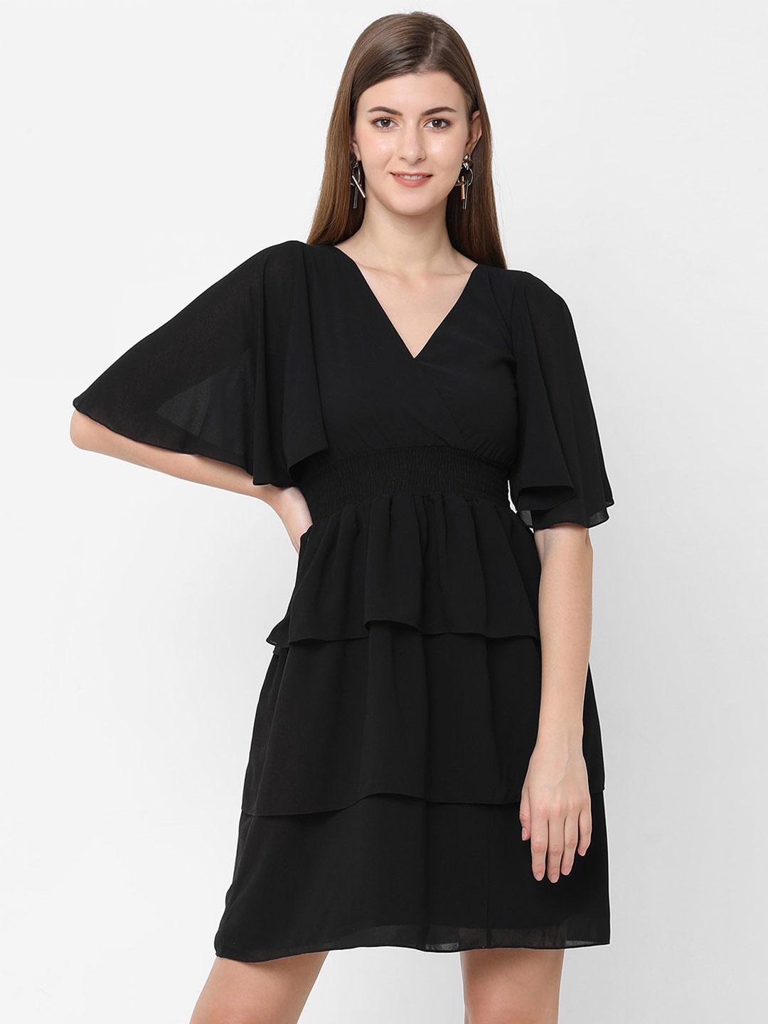 

POPPI Black Georgette Empire Dress