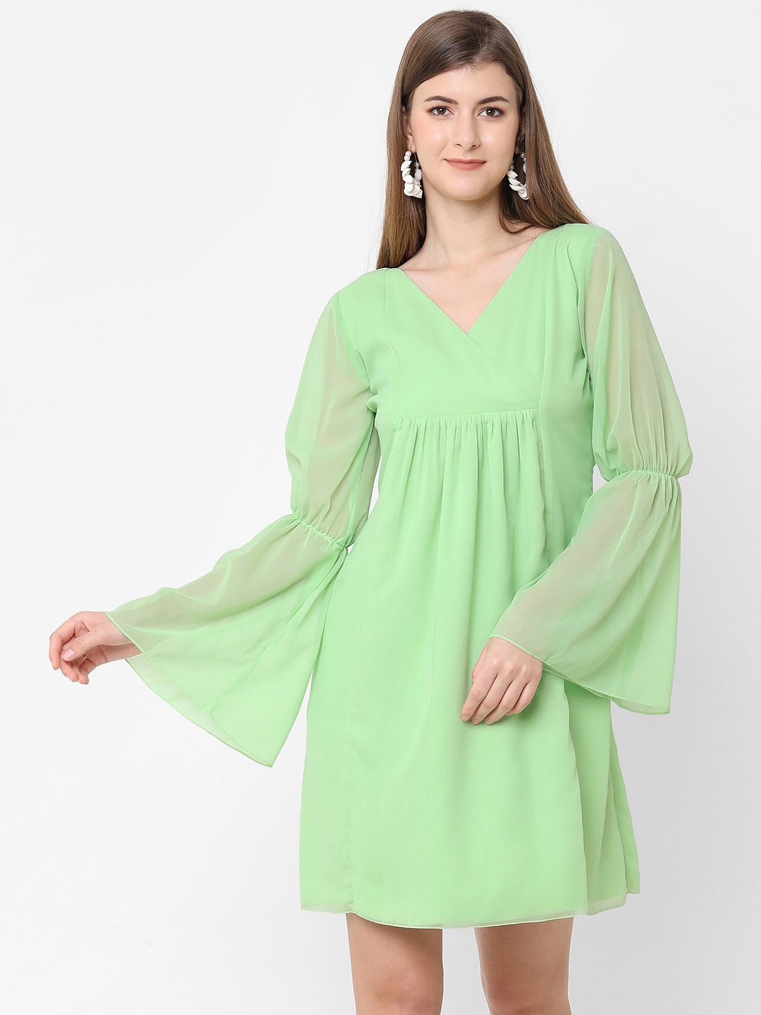 

POPPI Lime Green Georgette Dress