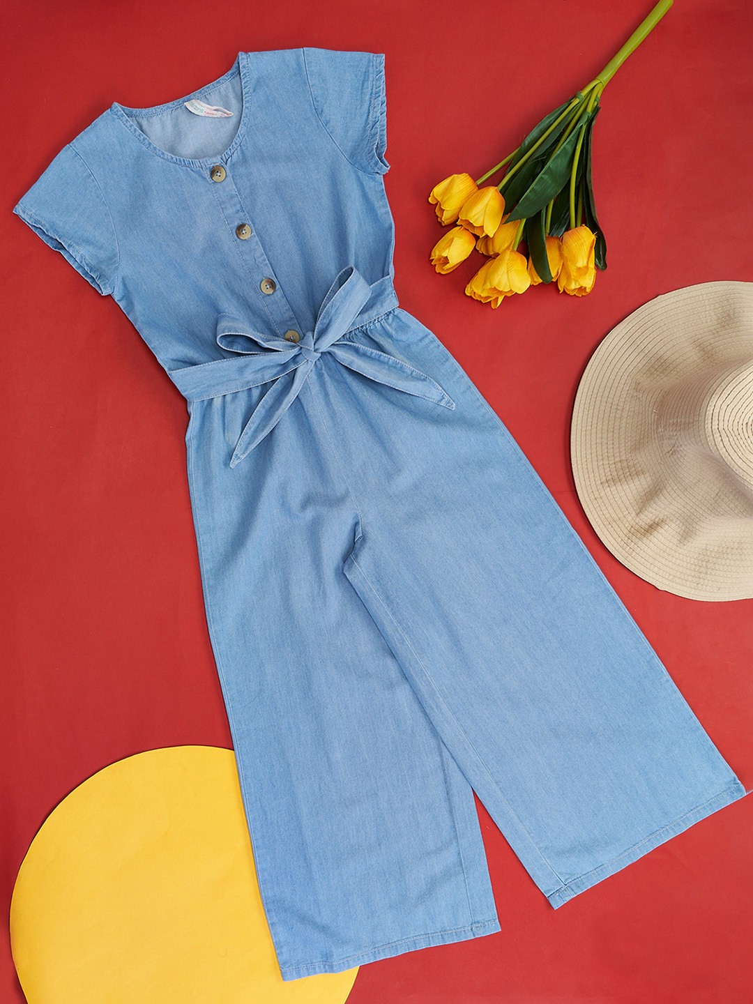 

Pantaloons Junior Girls Blue Basic Jumpsuit