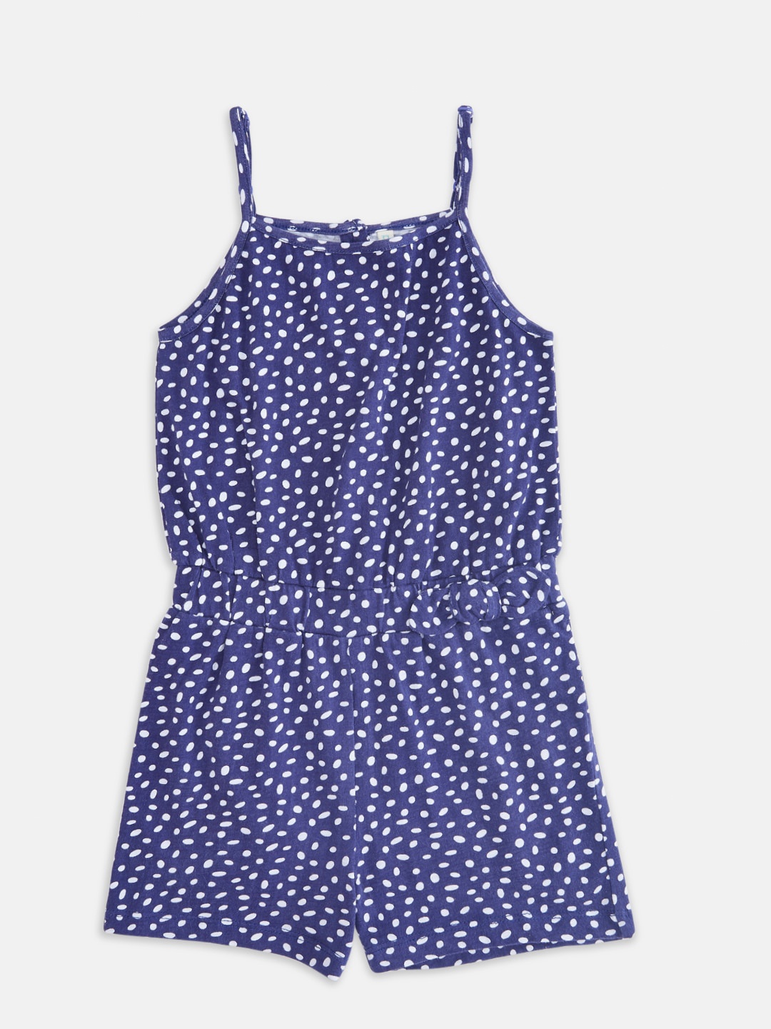 

Pantaloons Junior Navy Blue Printed shoulder Strap Playsuit