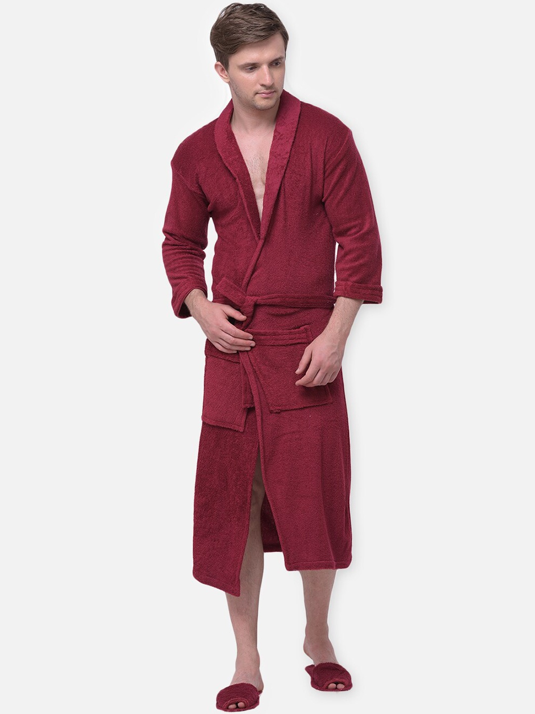 

LacyLook Men Maroon Solid Bath Robe