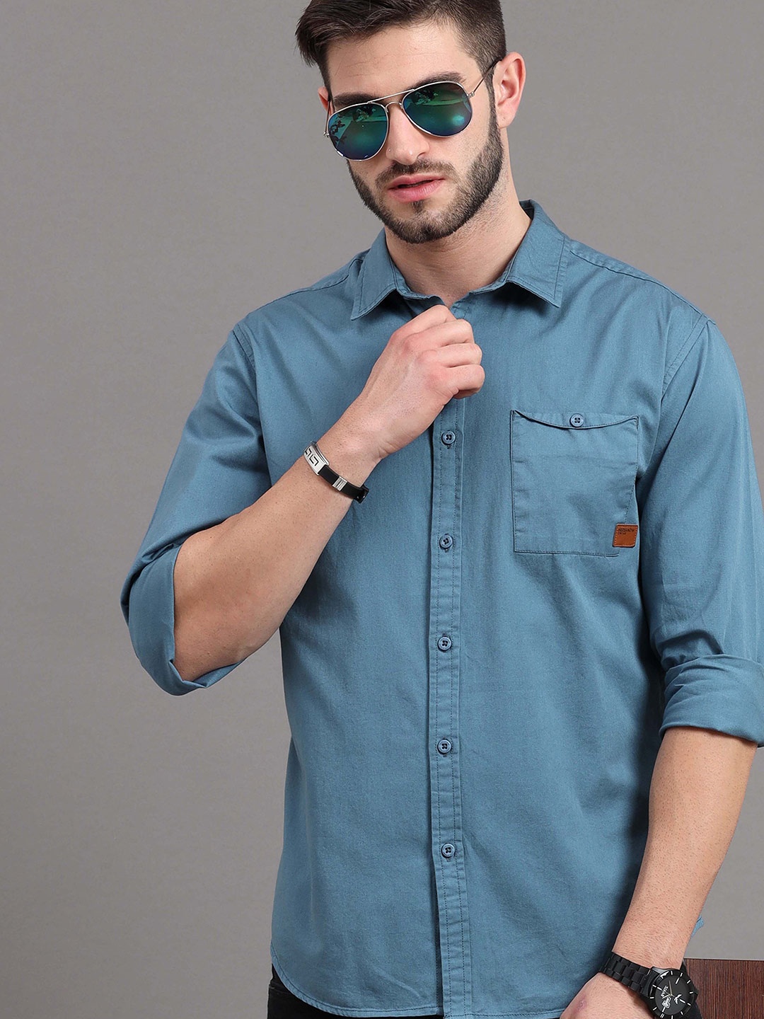 

HERE&NOW Men Blue Slim Fit Casual Shirt