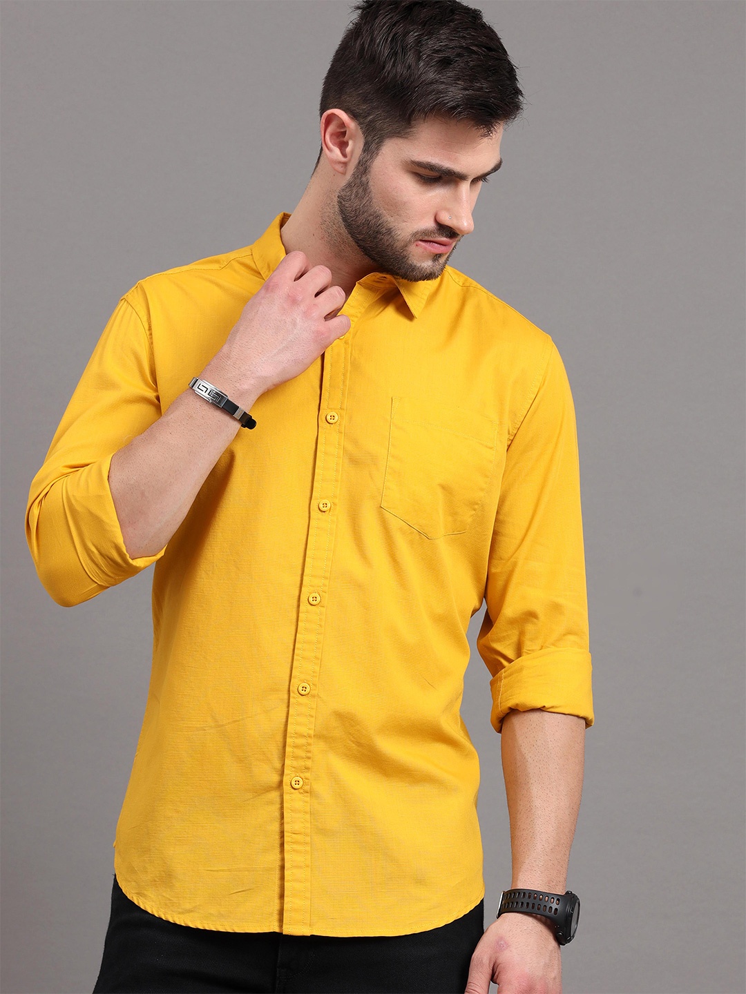 

HERE&NOW Men Mustard Slim Fit Casual Shirt