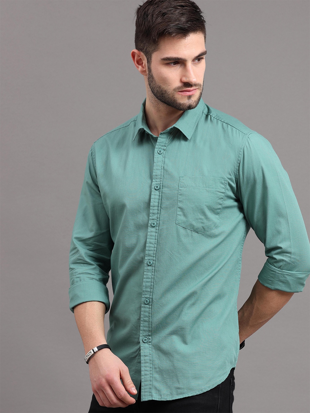 

HERE&NOW Men Green Slim Fit Casual Shirt