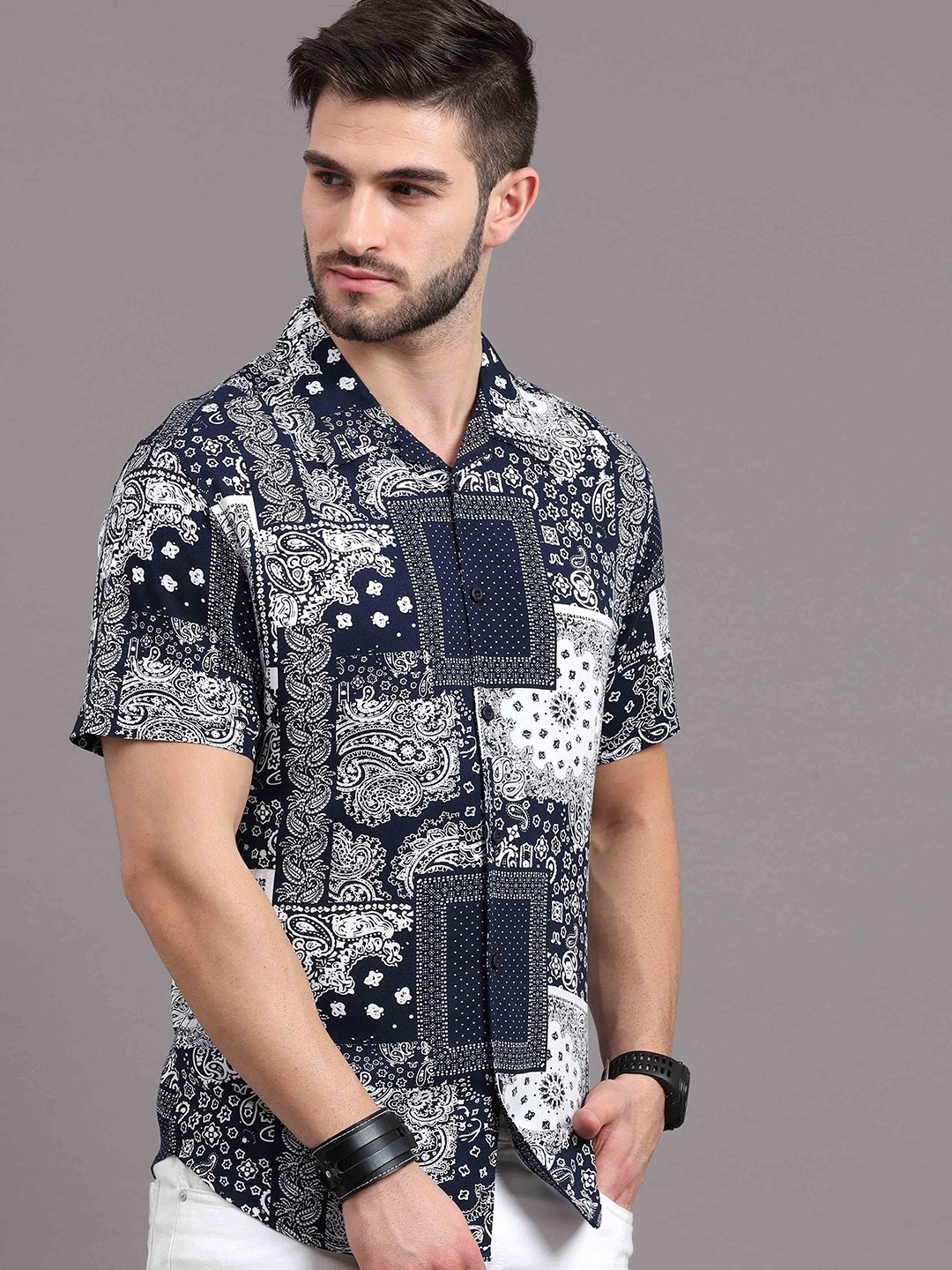 

HERE&NOW Men Blue Slim Fit Printed Casual Shirt
