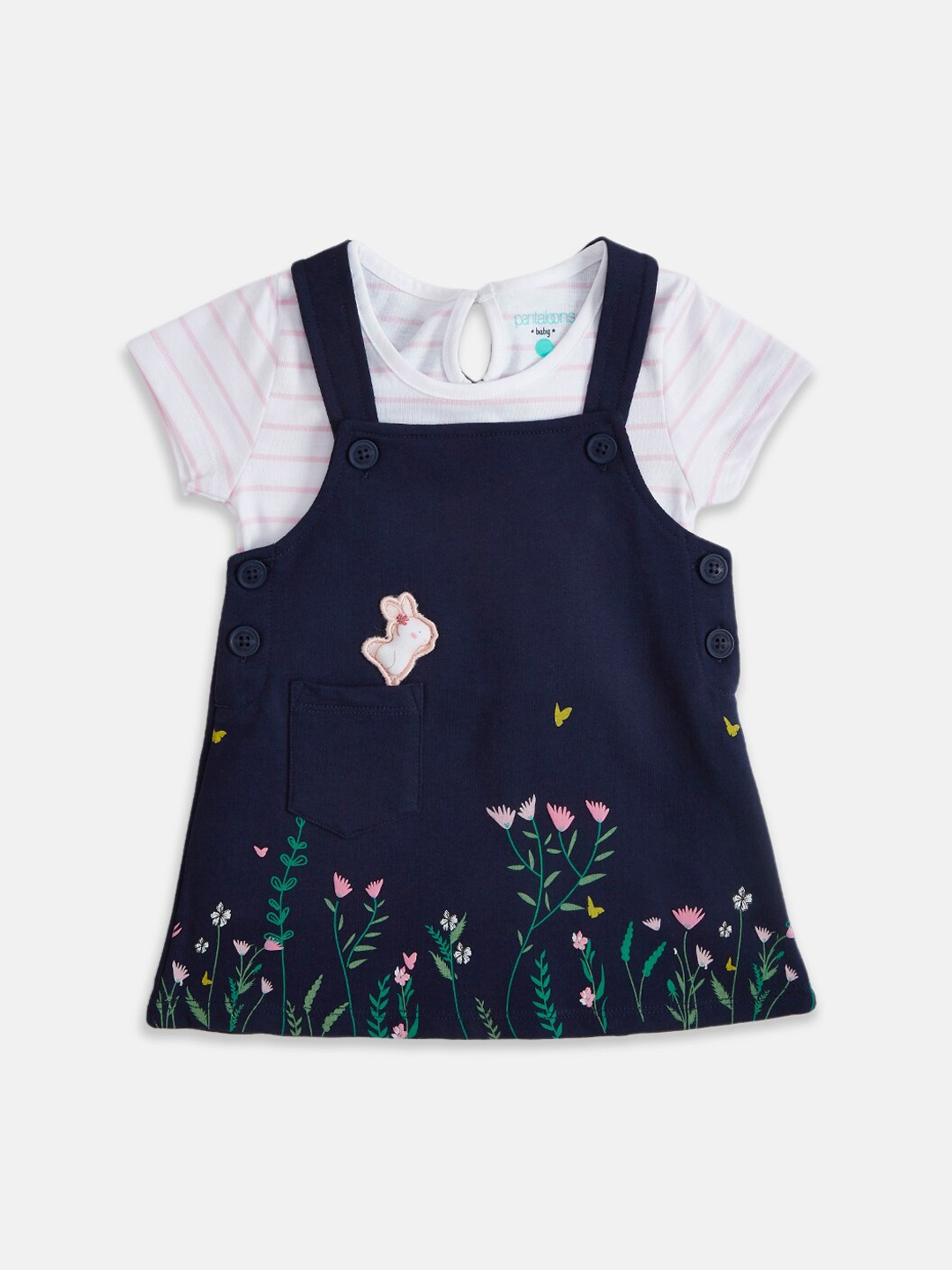 

Pantaloons Baby Girls Navy Blue Pure Cotton Dungarees