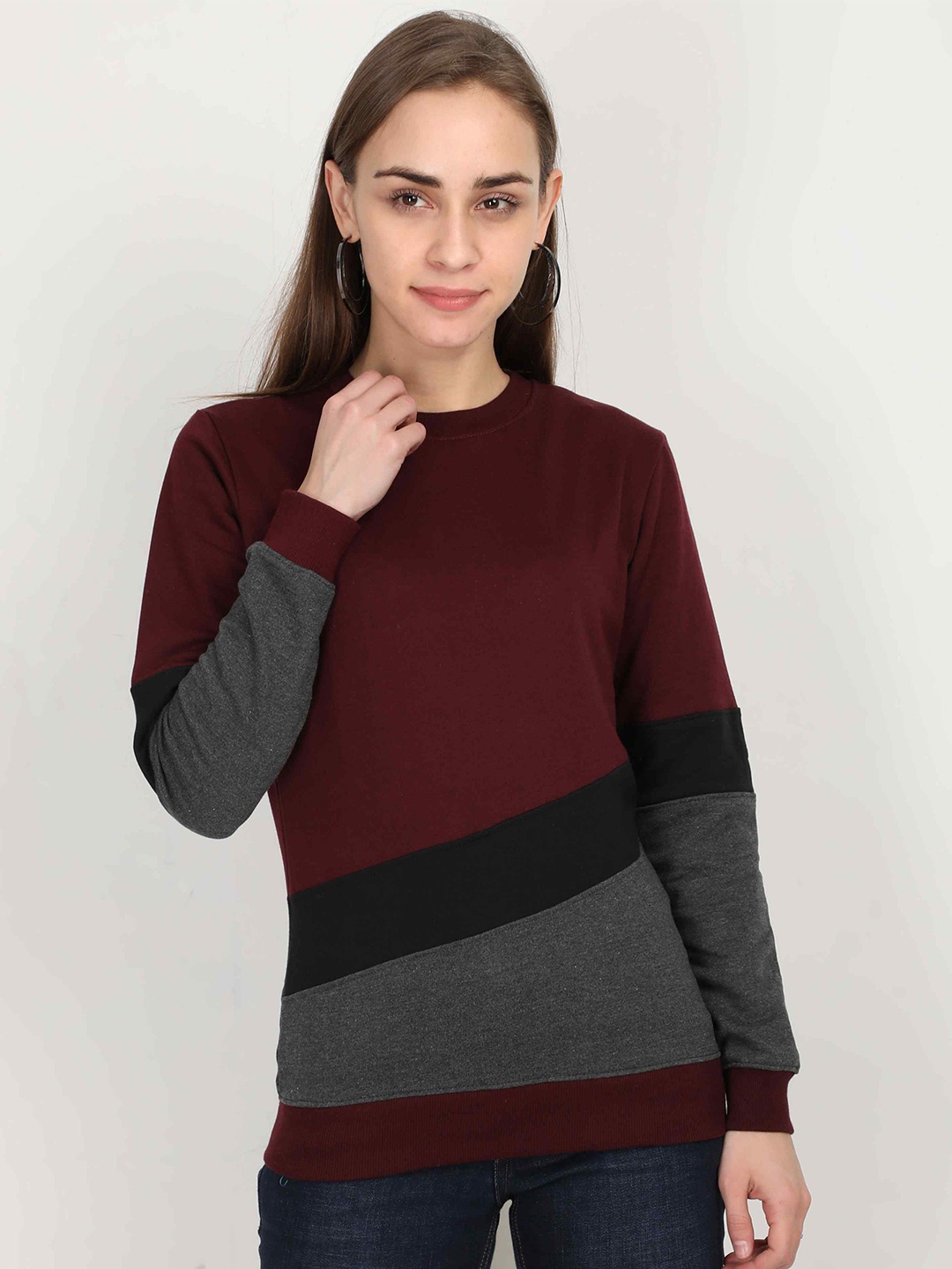 

Fleximaa Women Multicoloured Colourblocked Sweatshirt, Multi
