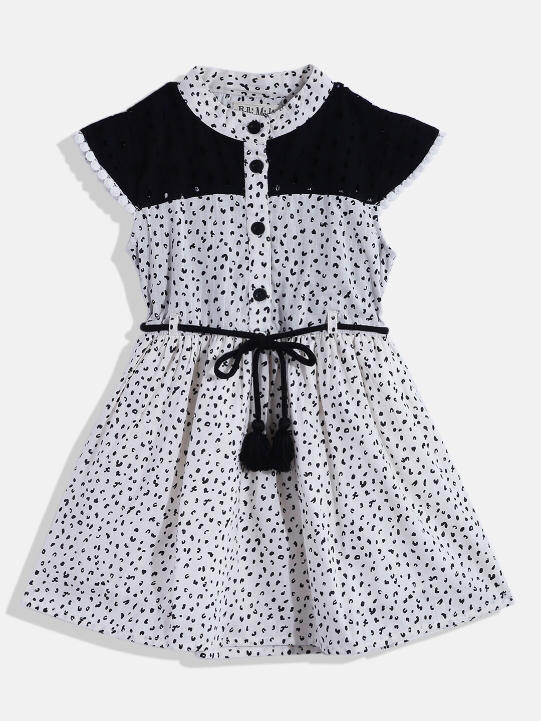 

Bella Moda White & Black Floral Dress 100% Cotton