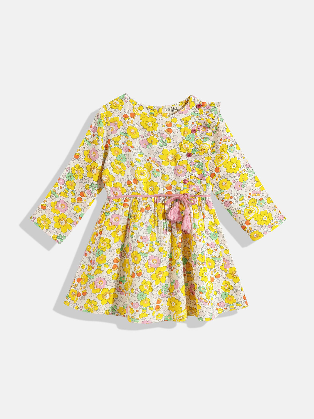 

Bella Moda Yellow Floral Dress 100% Cotton