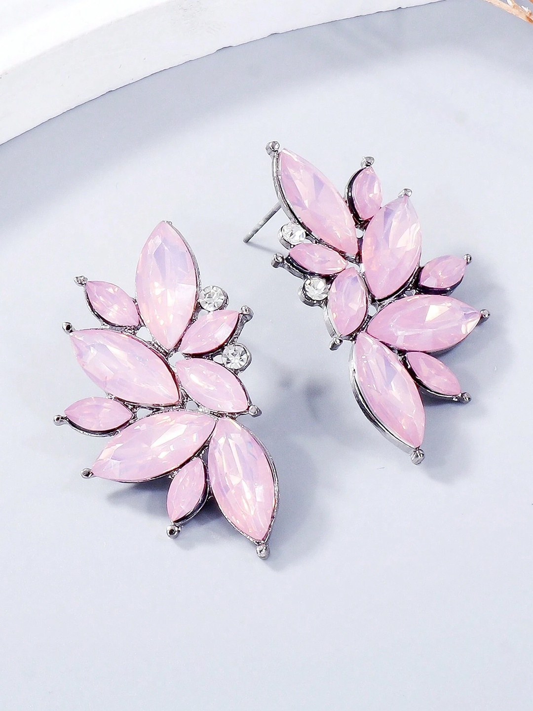 

OOMPH Pink Embellished Oversized Drop Earrings