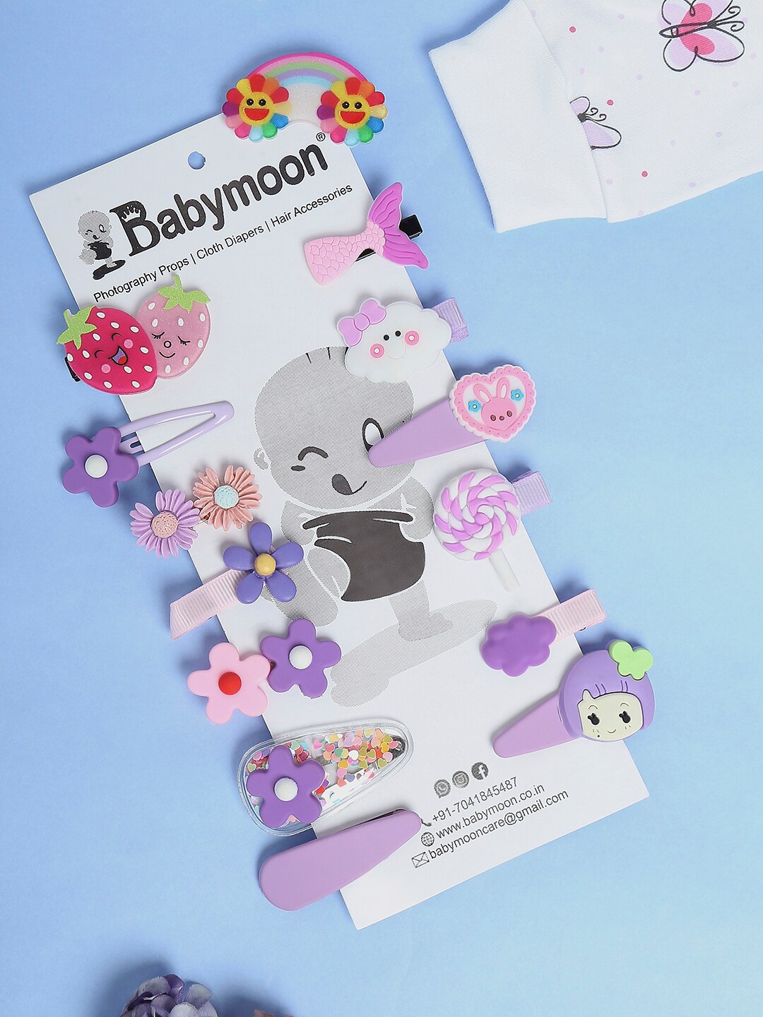 

Babymoon Set of 14 Purple Unicorn Hair Clips, Black