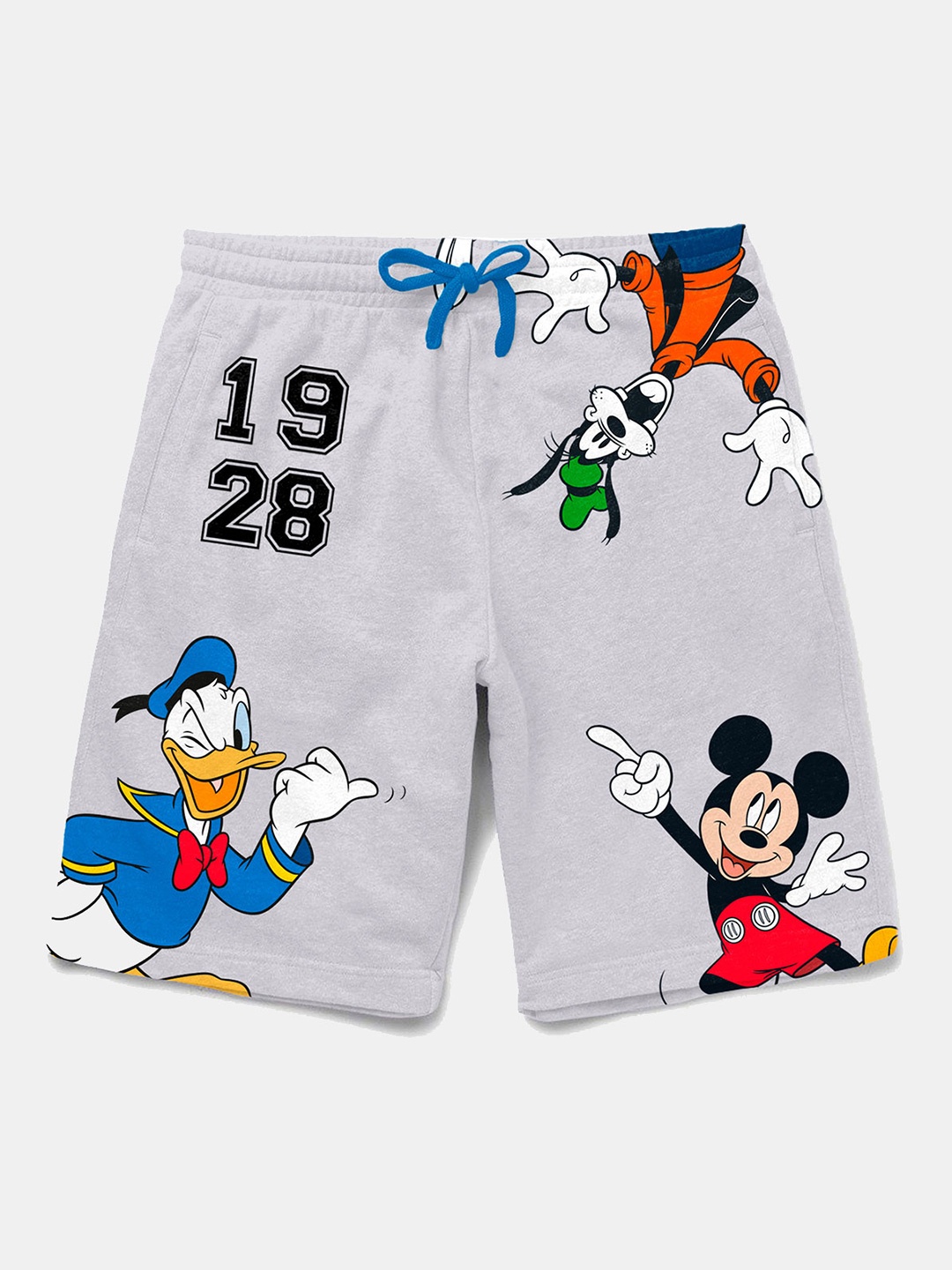 

BONKIDS Boys Grey & Red Printed Mickey Mouse Shorts