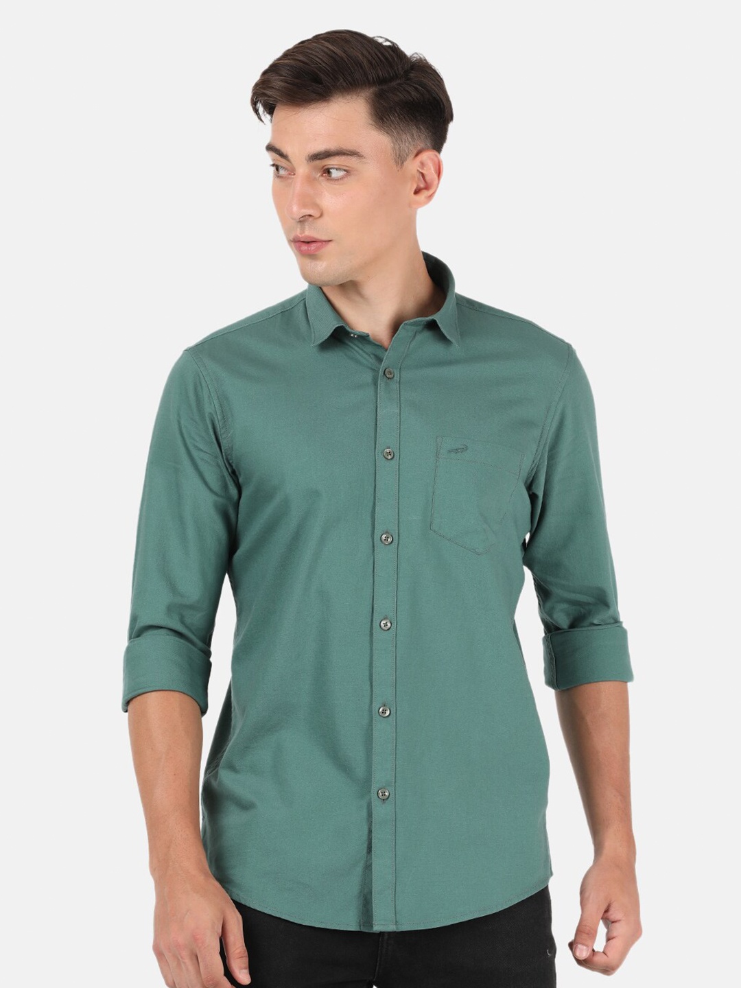 

Crocodile Men Green Classic Slim Fit Casual Shirt
