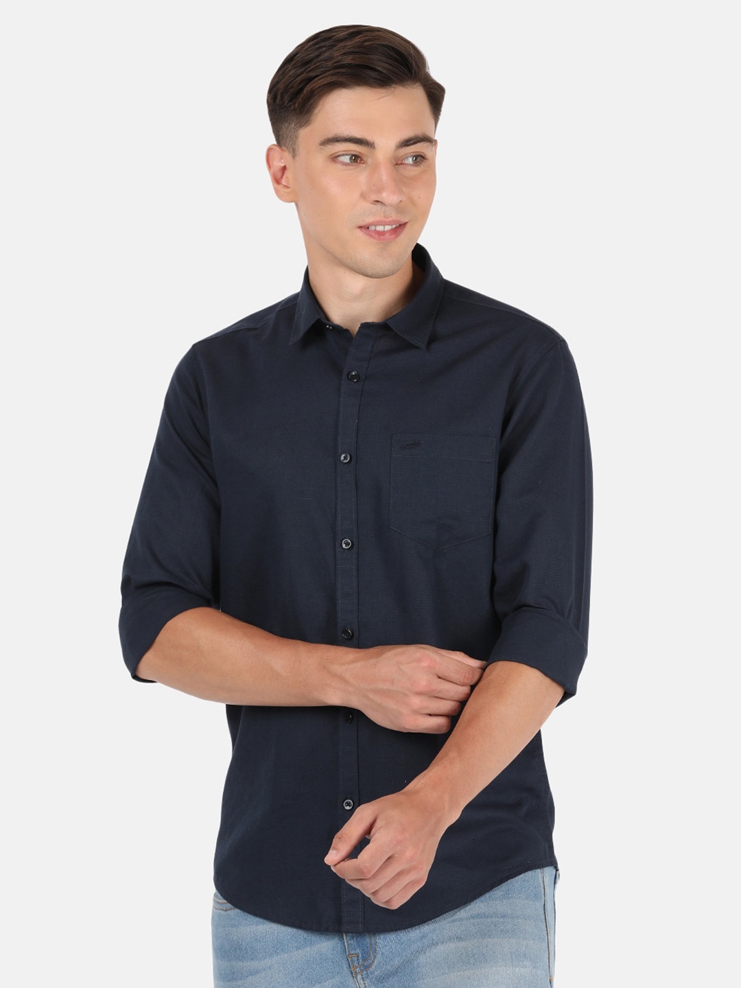 

Crocodile Men Navy Blue Classic Slim Fit Casual Shirt
