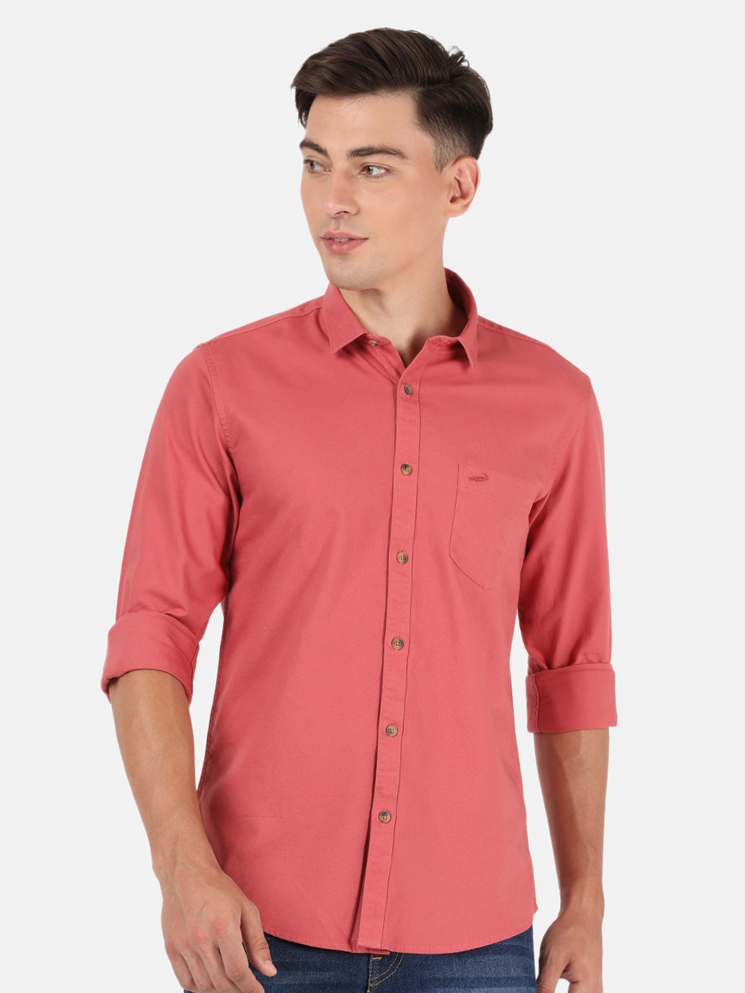 

Crocodile Men Rust Classic Slim Fit Casual Shirt