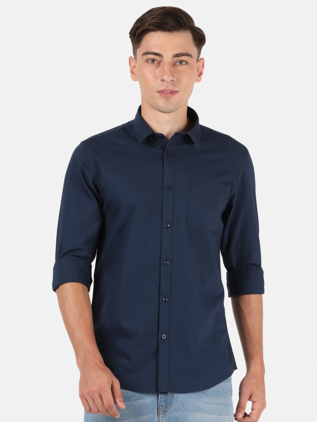 

Crocodile Men Navy Blue Classic Slim Fit Casual Shirt