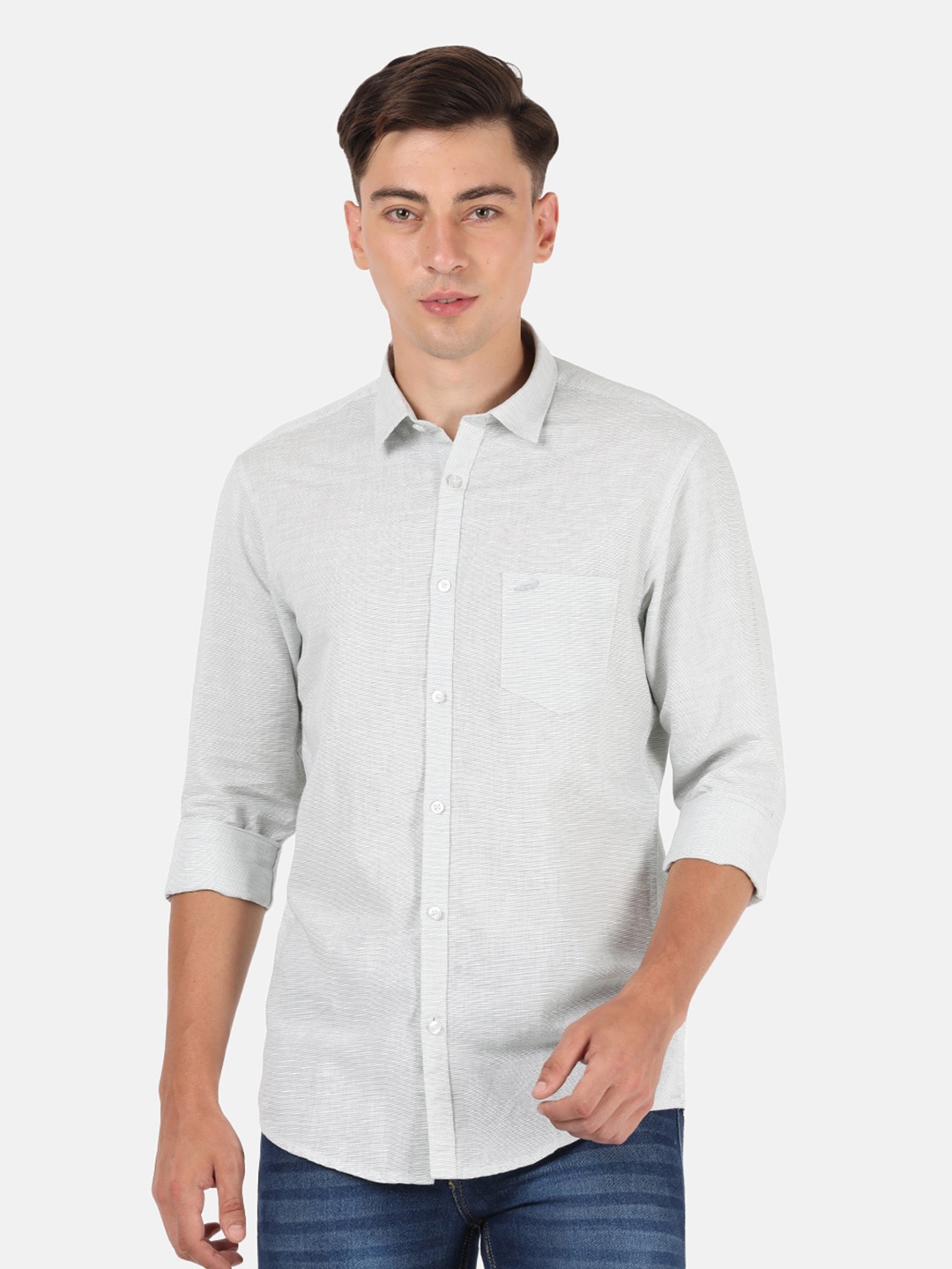

Crocodile Men Light Green Classic Slim Fit Casual Shirt