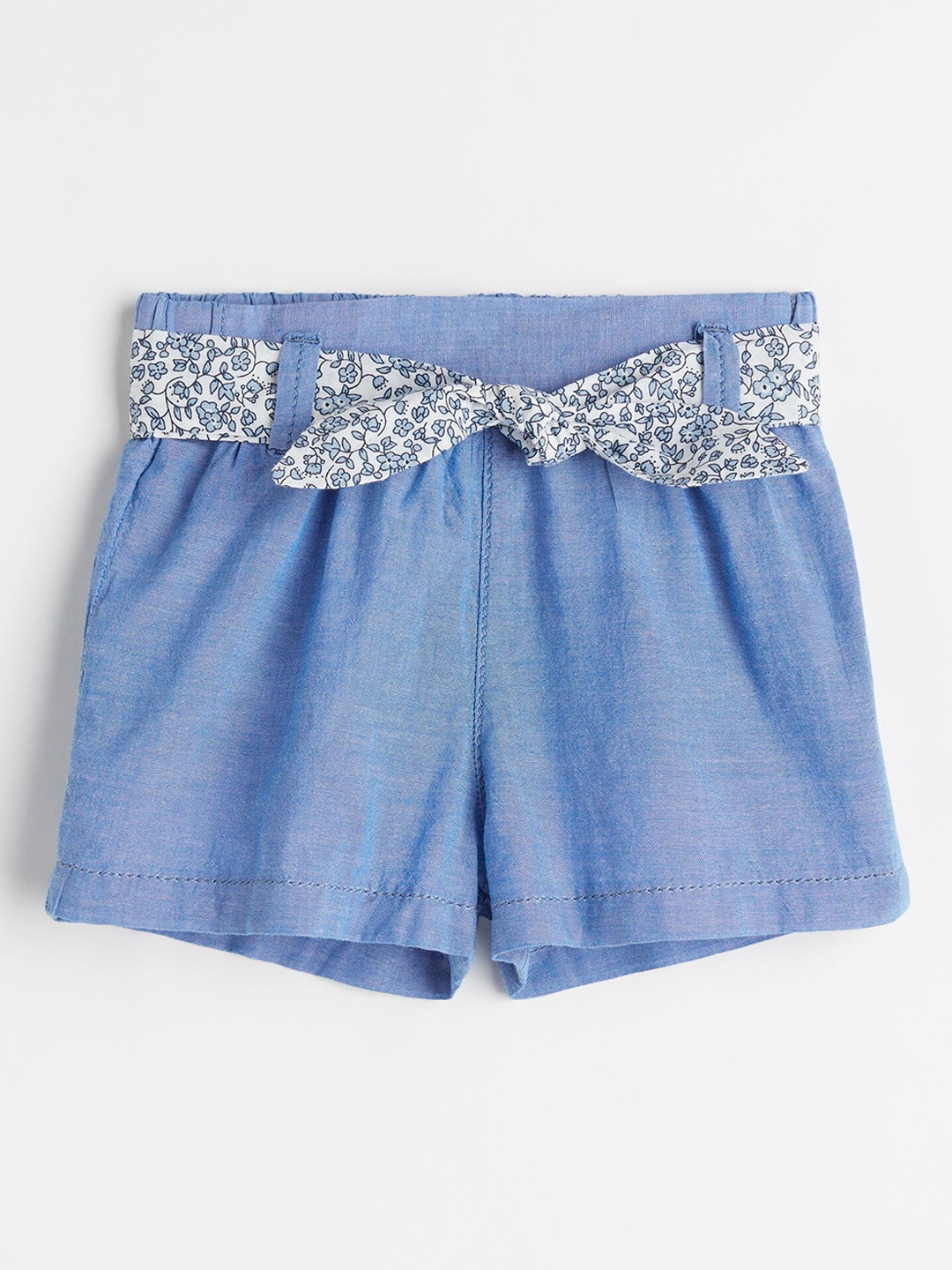 

H&M Girls Blue Tie-Belt Shorts