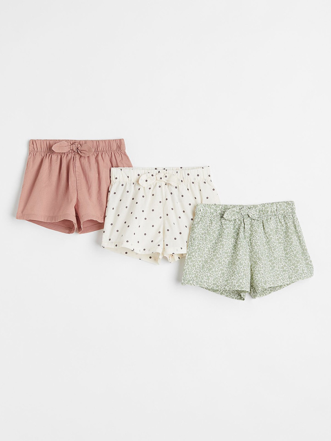 

H&M Girls 3-Pack Cotton Shorts, Green