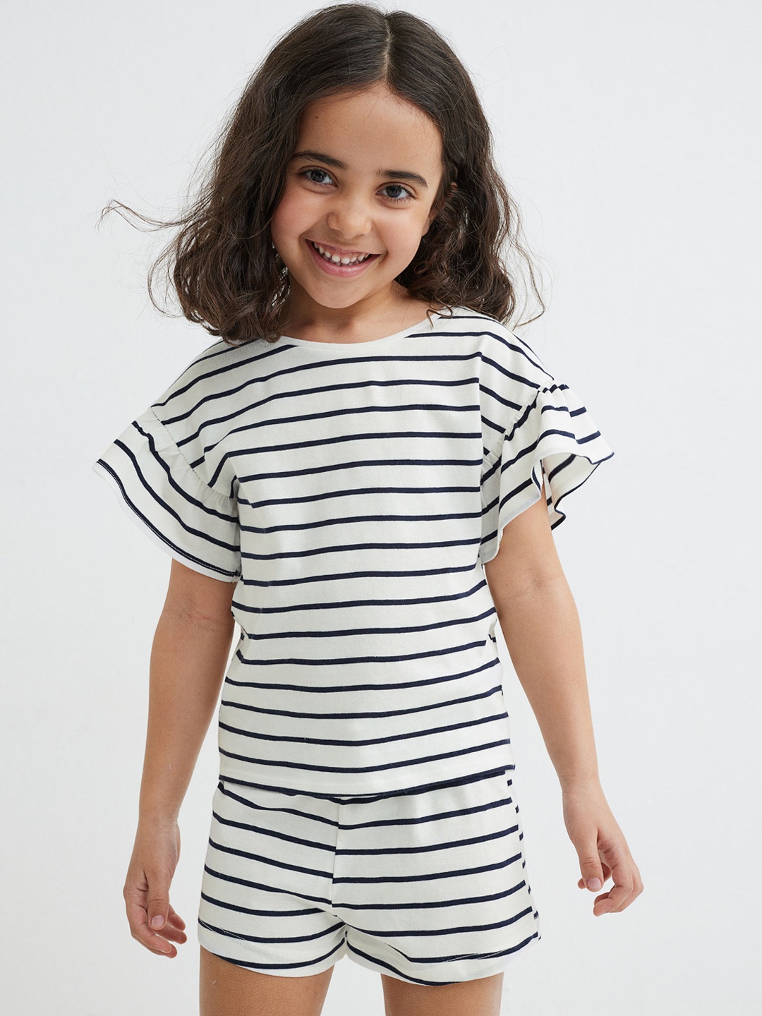 

H&M Girls White & Black Striped Crinkled Co-Ords Set