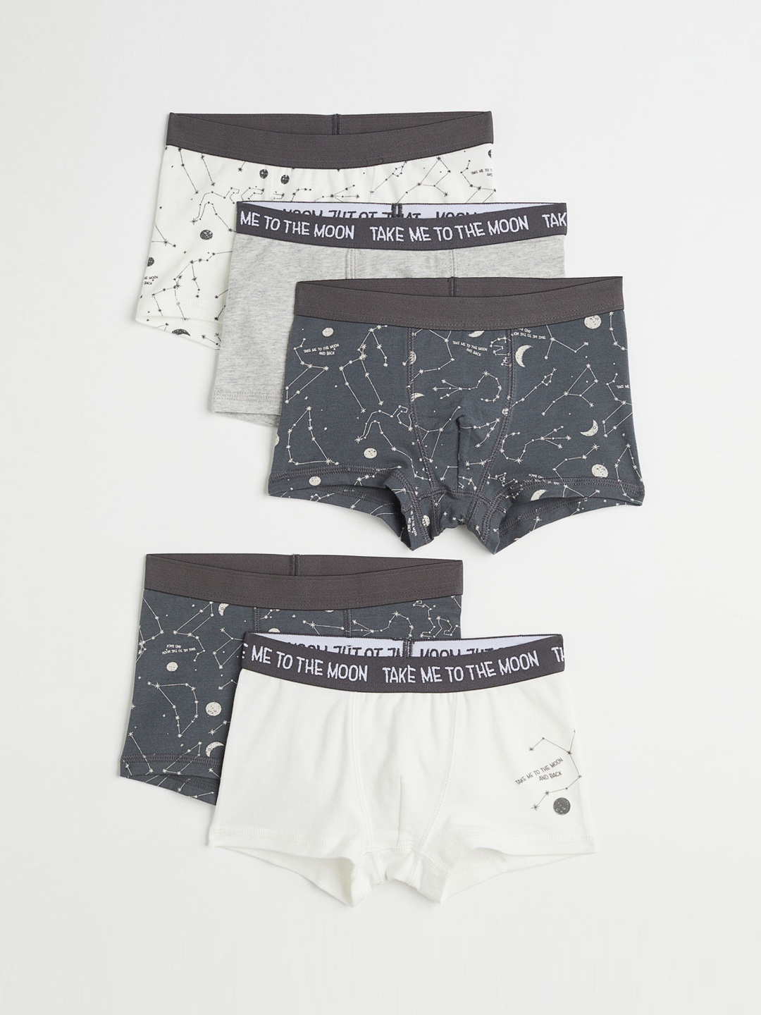 

H&M Boys 5 Pack Grey & White Boxer Shorts