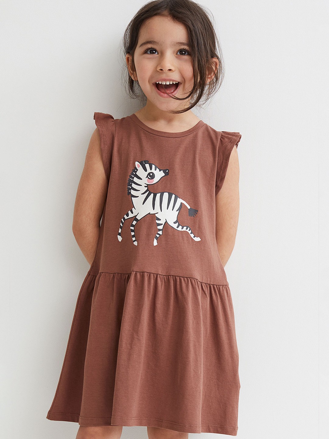 

H&M Girls 3-Pack Cotton Dresses, Beige
