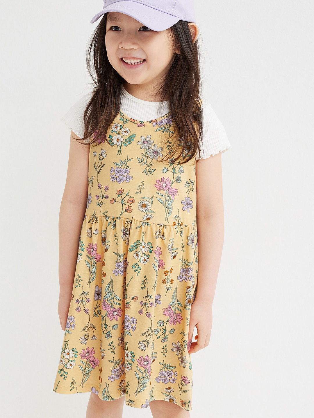 

H&M Yellow Patterned Jersey Dress