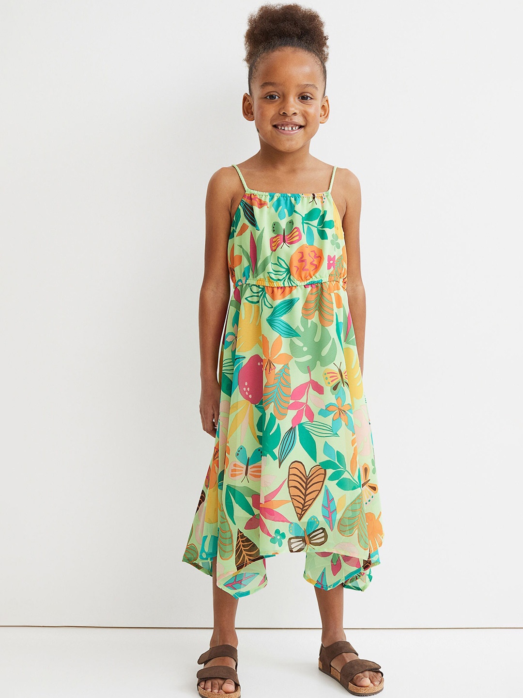 

H&M Girls Multicoloured Asymmetric Chiffon Dress, Multi