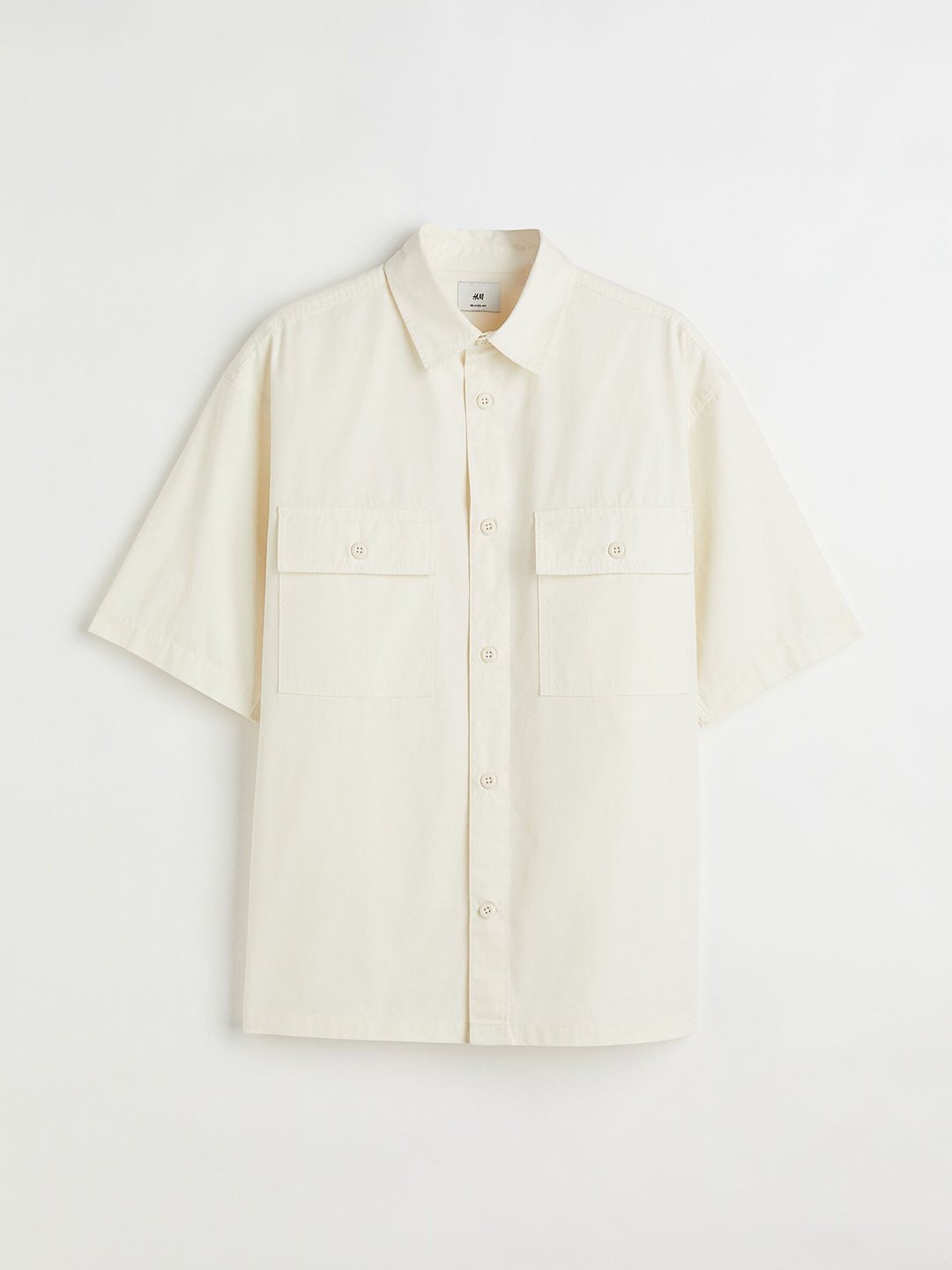 

H&M White Relaxed Fit Short-Sleeved Utility Shirt