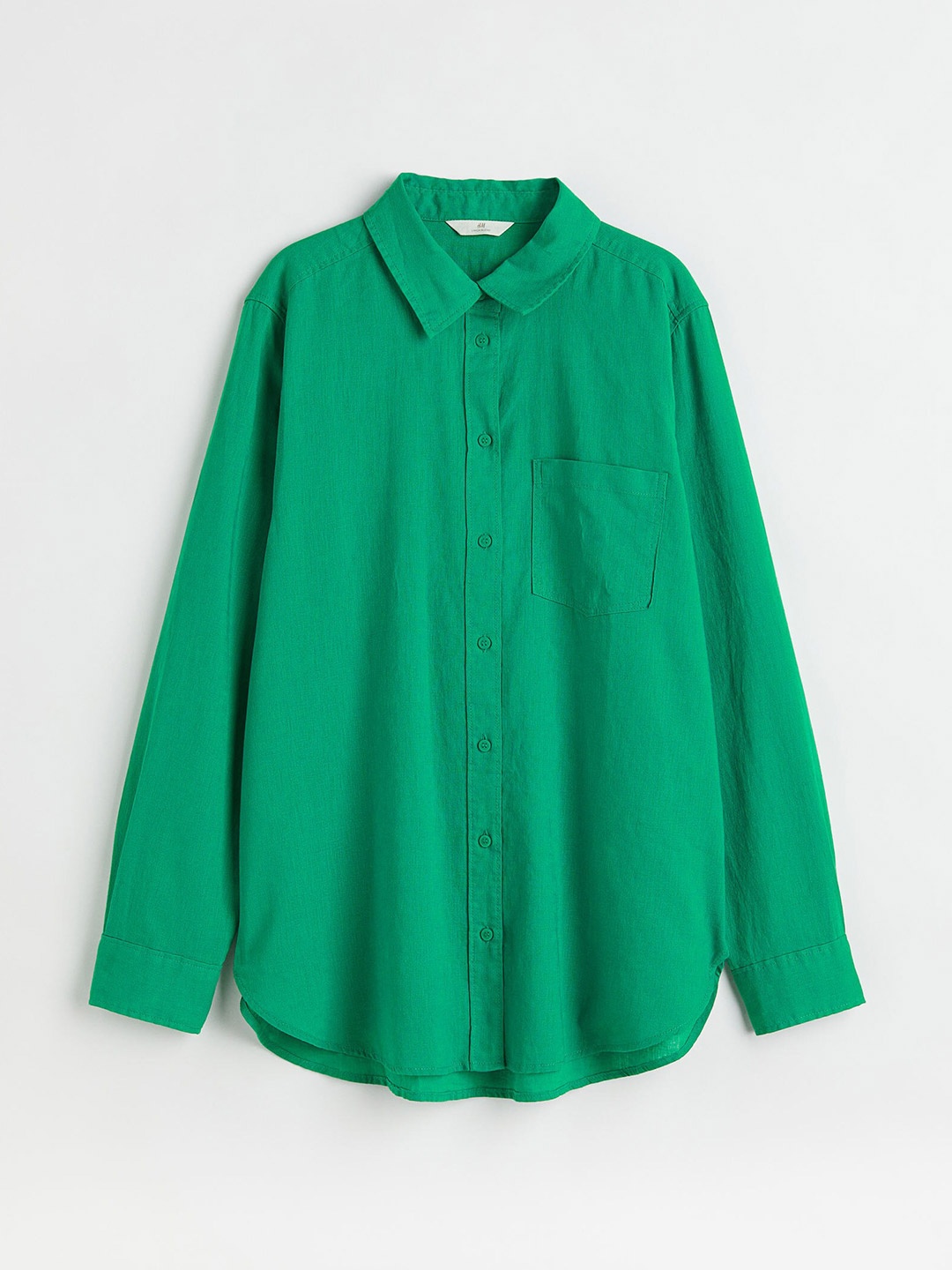 

H&M Women Green Linen-blend Shirt